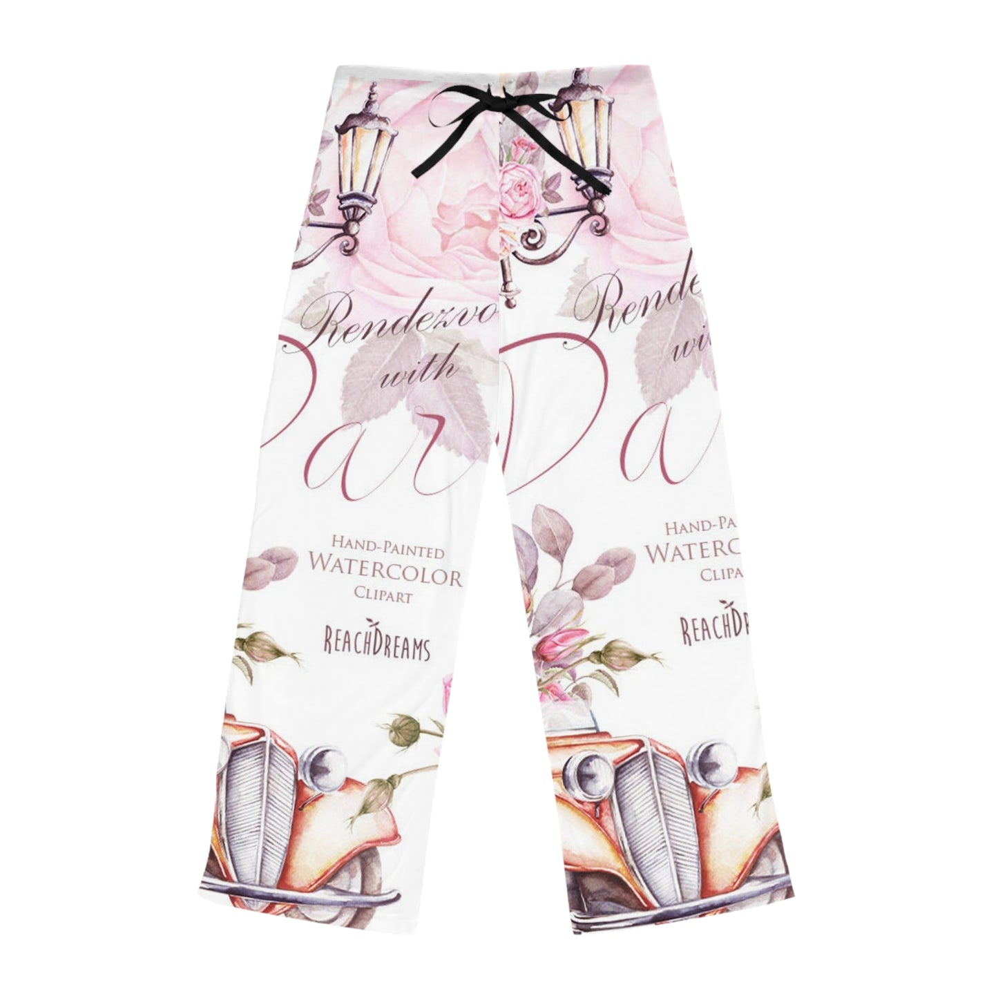 Women's Floral Watercolor Pajama Pants — 'Rendezvous with Art' Lounge Trousers