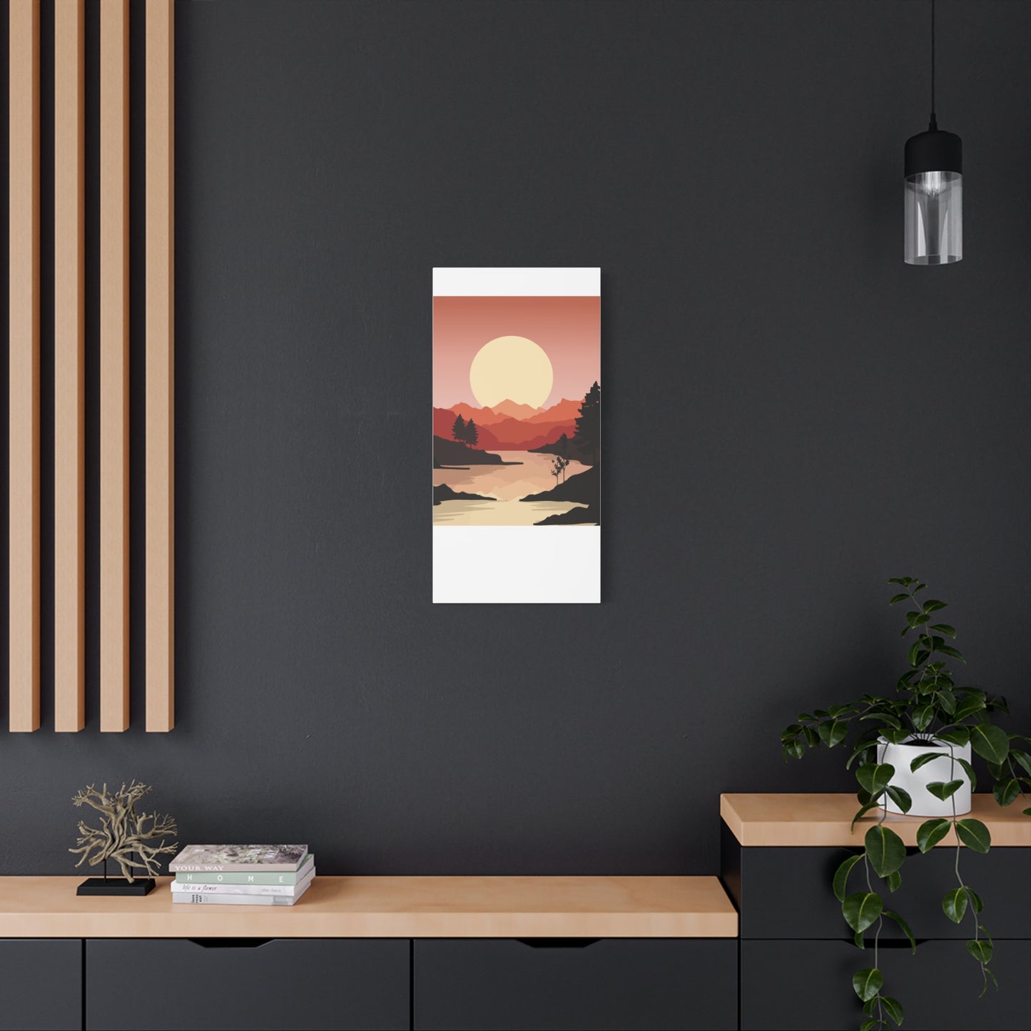 Minimal Mountain Outline Canvas, Stretched Matte, Single-Peak Trail Art | Mountaincore