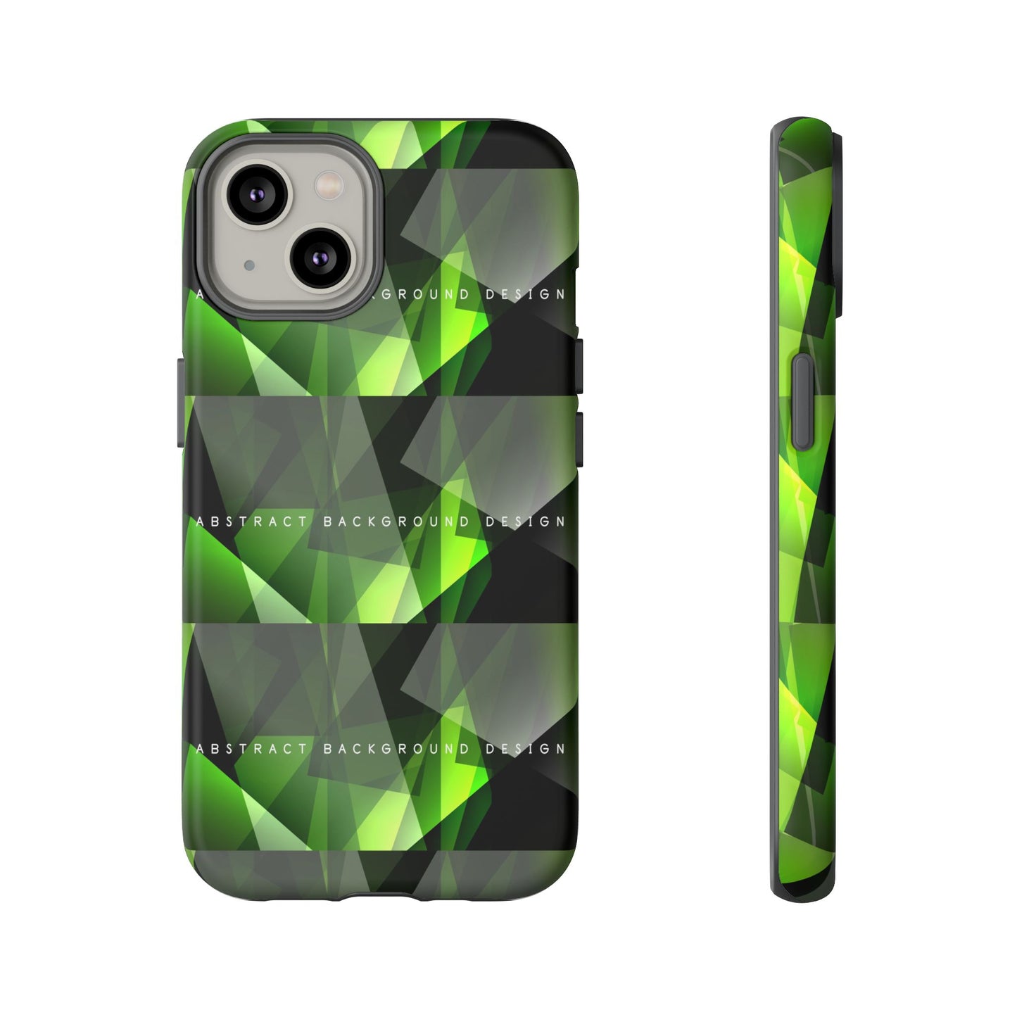 Green Geometric Phone Case — Abstract Triangular Pattern Tough Case