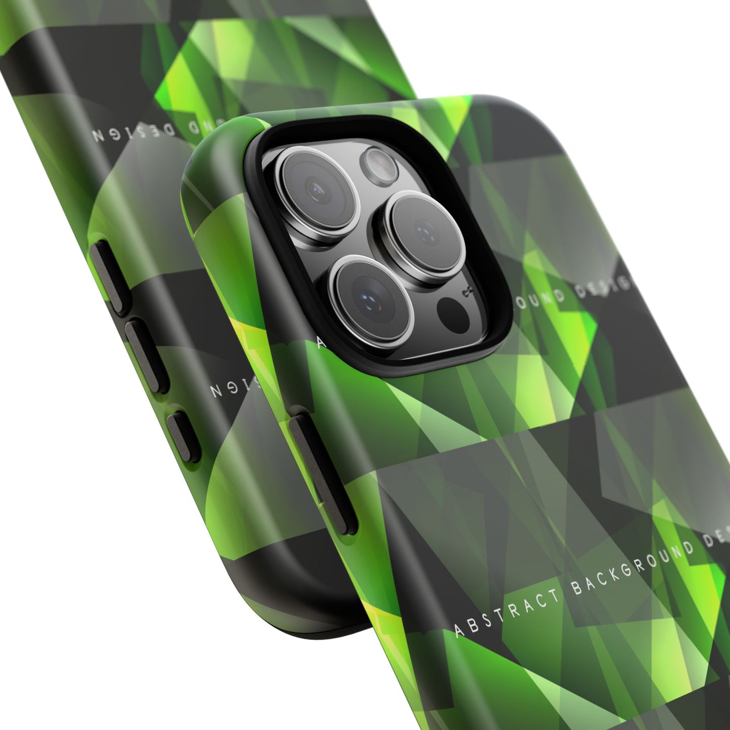 Green Geometric Phone Case — Abstract Triangular Pattern Tough Case