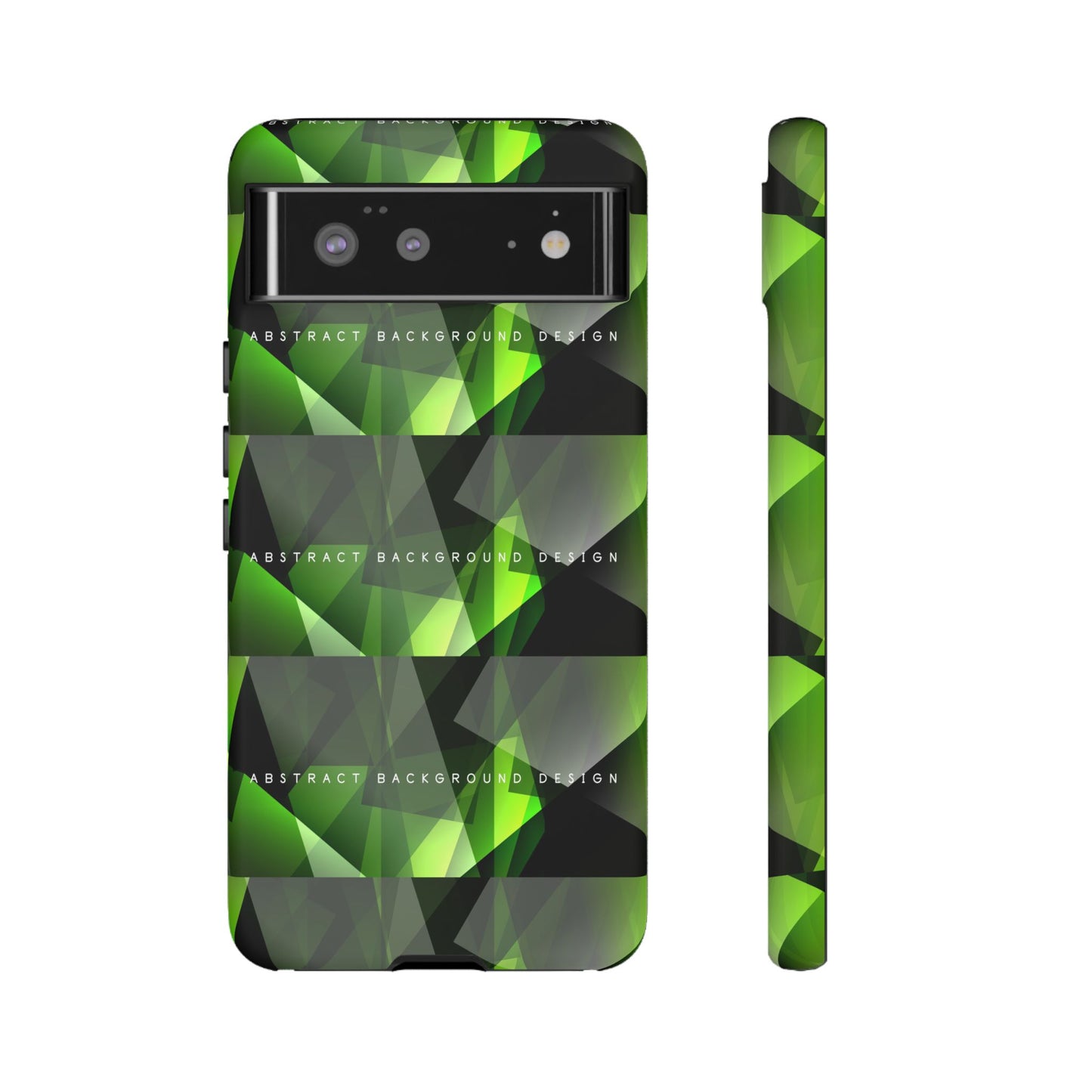 Green Geometric Phone Case — Abstract Triangular Pattern Tough Case