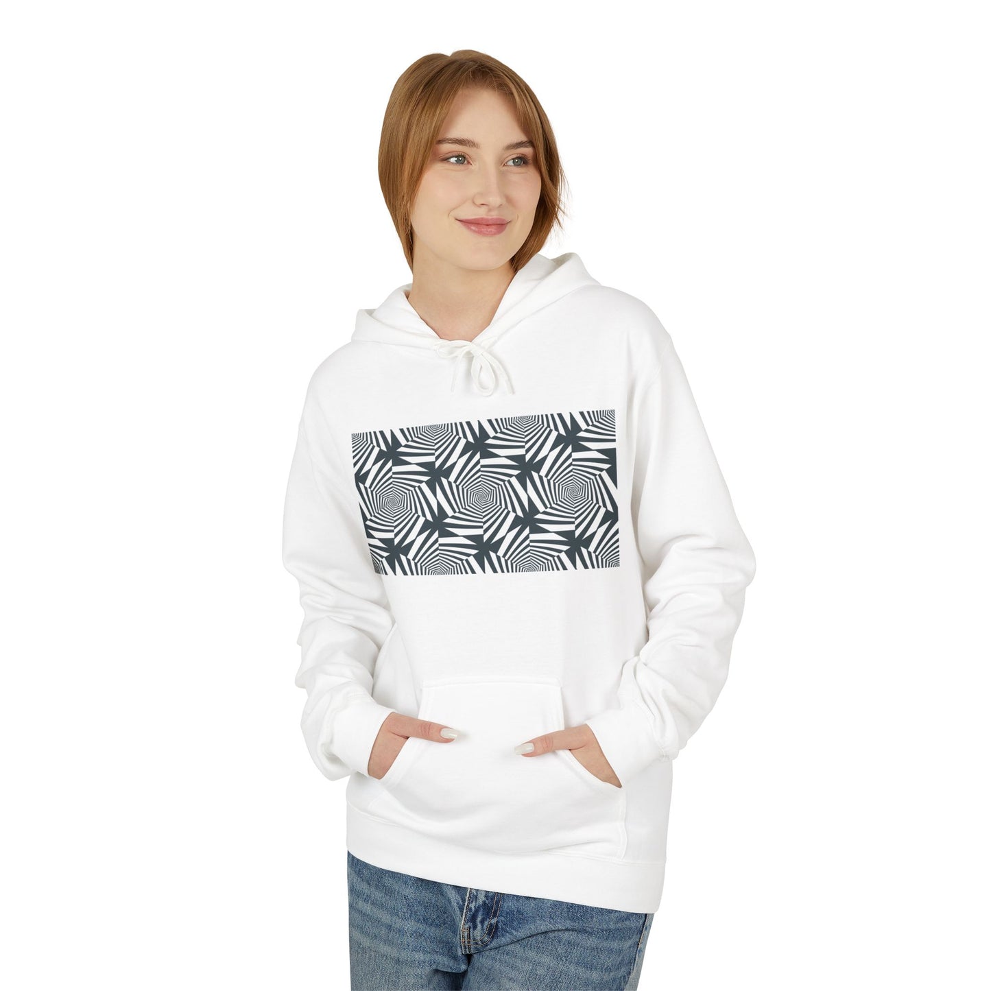 Hoodie — Monochrome Geometric Palm Pattern