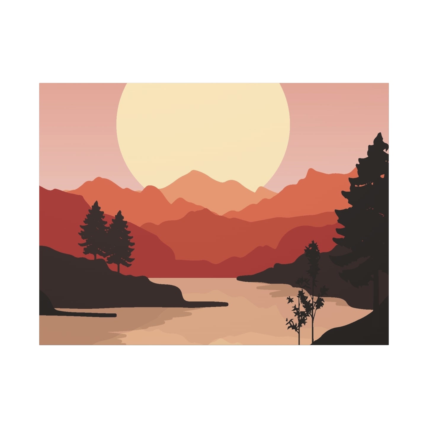 Minimal Mountain Outline Canvas, Stretched Matte, Single-Peak Trail Art | Mountaincore