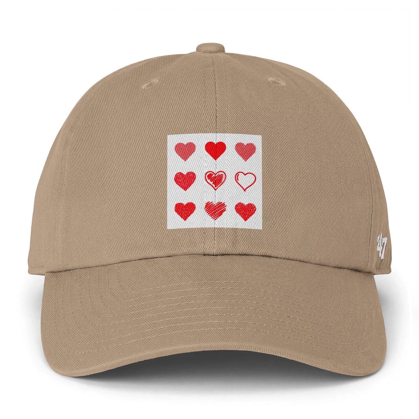 Heart Grid Baseball Cap — Red Heart Patch Dad Hat