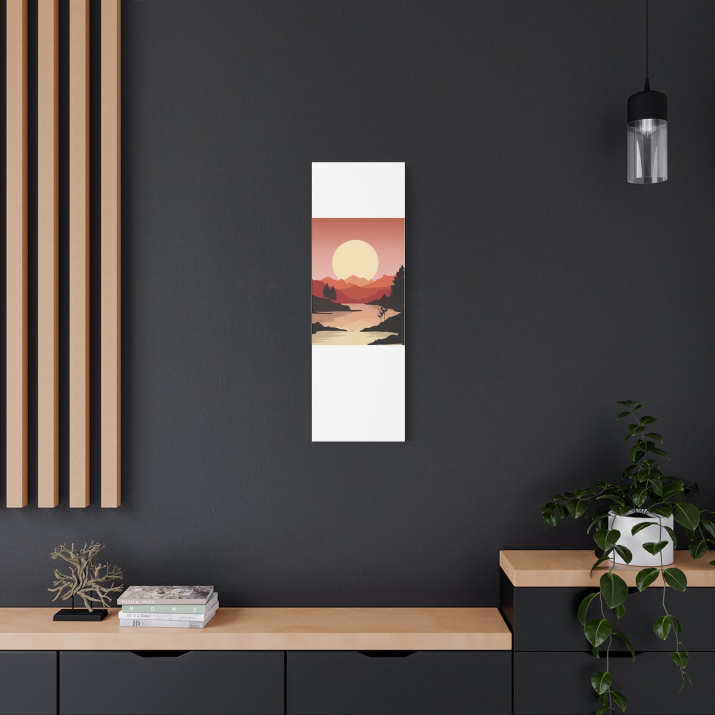 Minimal Mountain Outline Canvas, Stretched Matte, Single-Peak Trail Art | Mountaincore