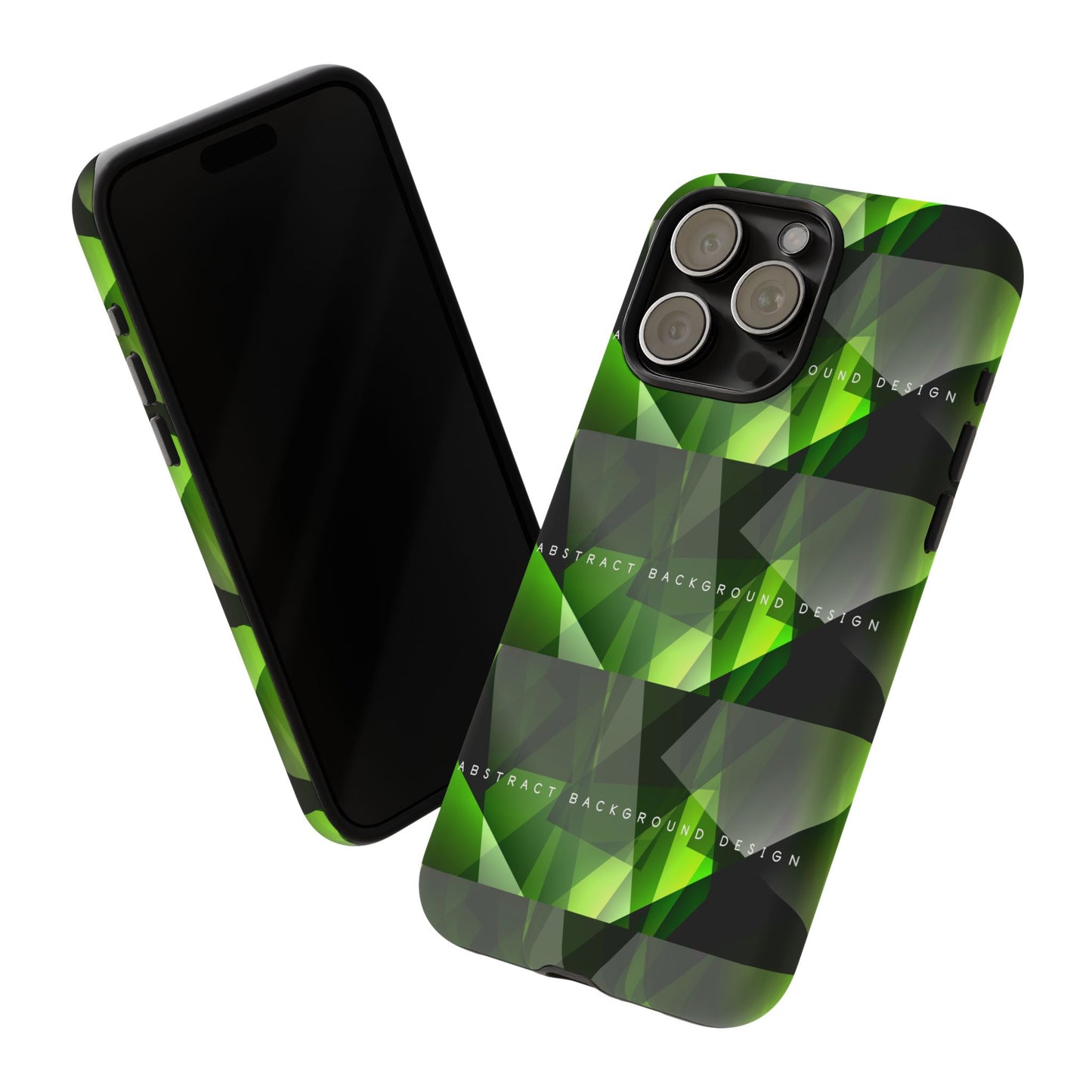 Green Geometric Phone Case — Abstract Triangular Pattern Tough Case