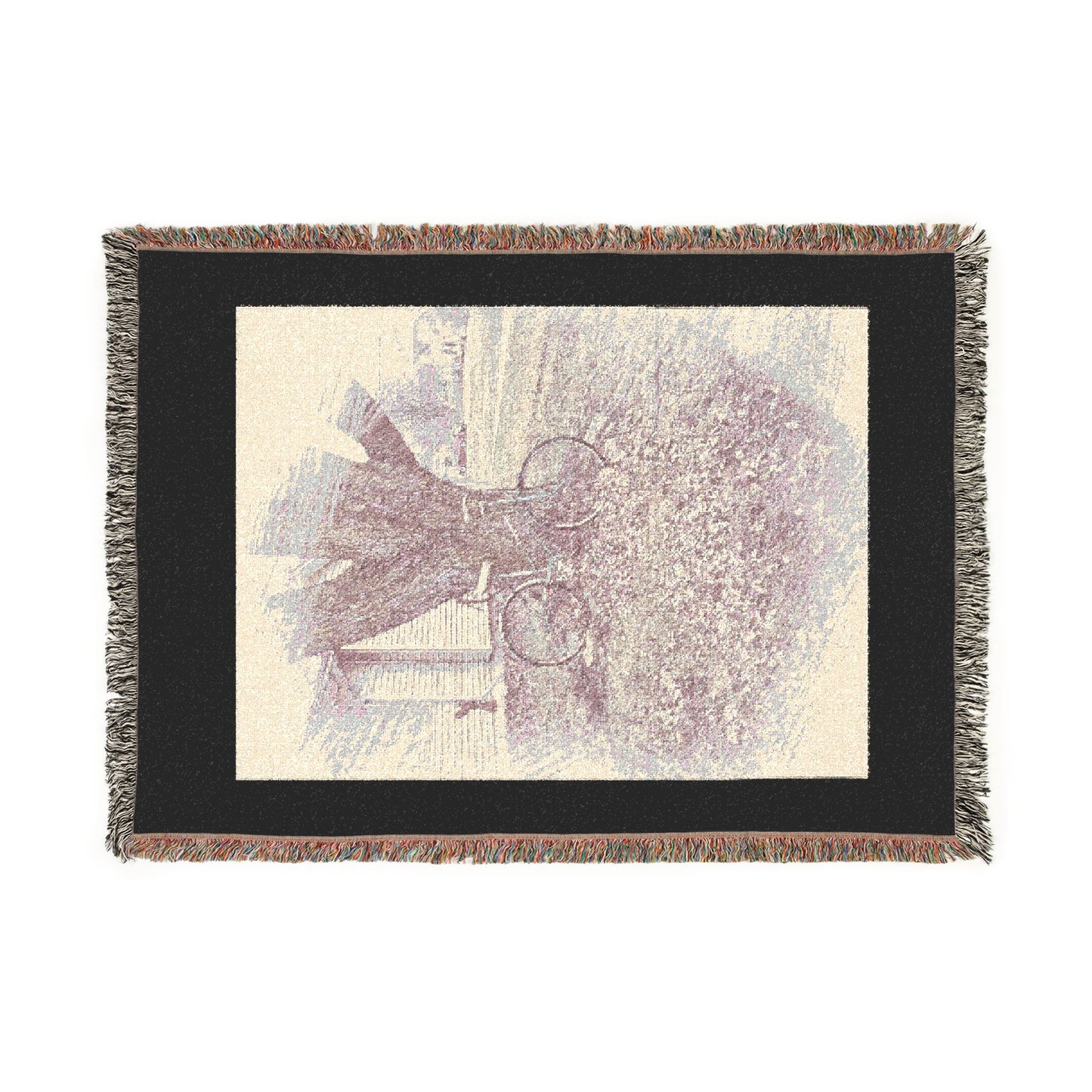 Vintage Romantic Woven Blanket – Floral Couple Tapestry Throw