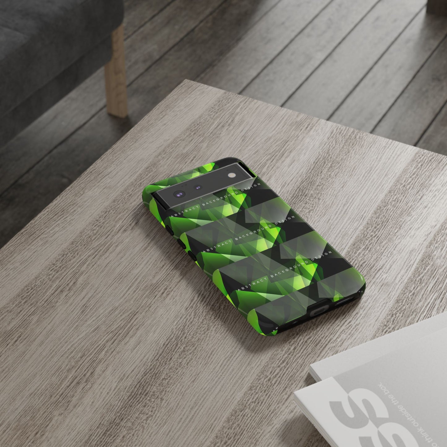 Green Geometric Phone Case — Abstract Triangular Pattern Tough Case