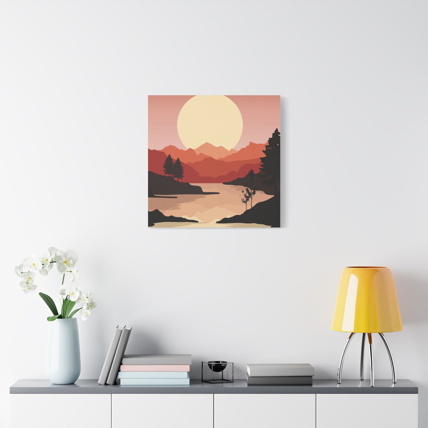 Minimal Mountain Outline Canvas, Stretched Matte, Single-Peak Trail Art | Mountaincore