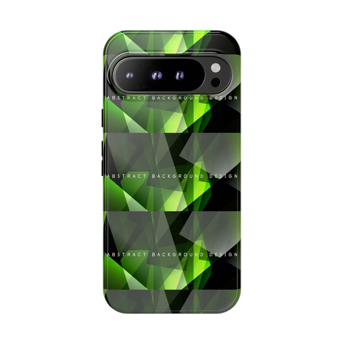 Green Geometric Phone Case — Abstract Triangular Pattern Tough Case