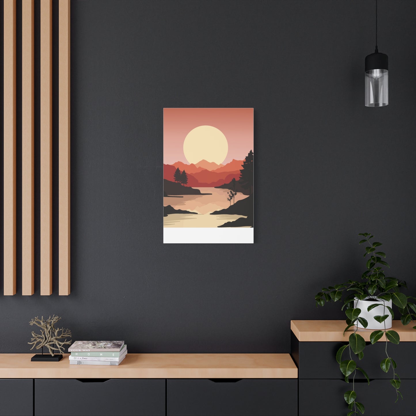 Minimal Mountain Outline Canvas, Stretched Matte, Single-Peak Trail Art | Mountaincore