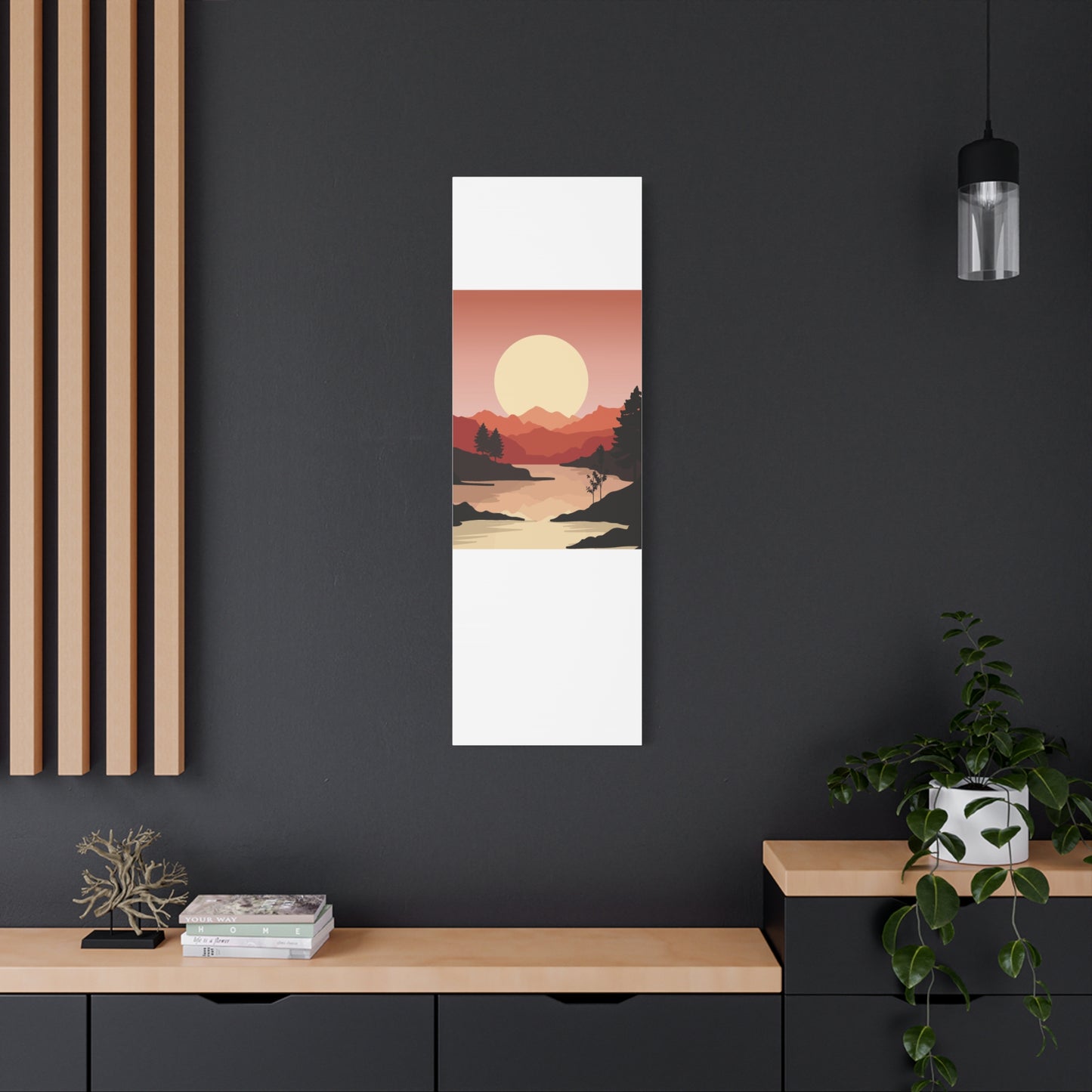 Minimal Mountain Outline Canvas, Stretched Matte, Single-Peak Trail Art | Mountaincore