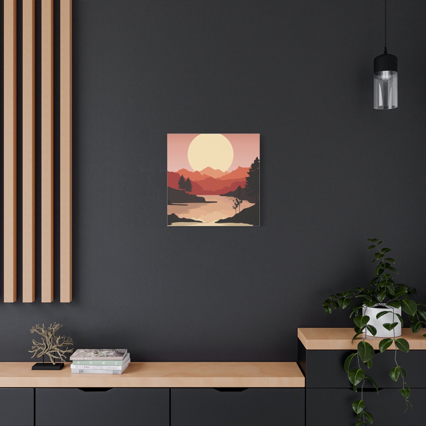 Minimal Mountain Outline Canvas, Stretched Matte, Single-Peak Trail Art | Mountaincore