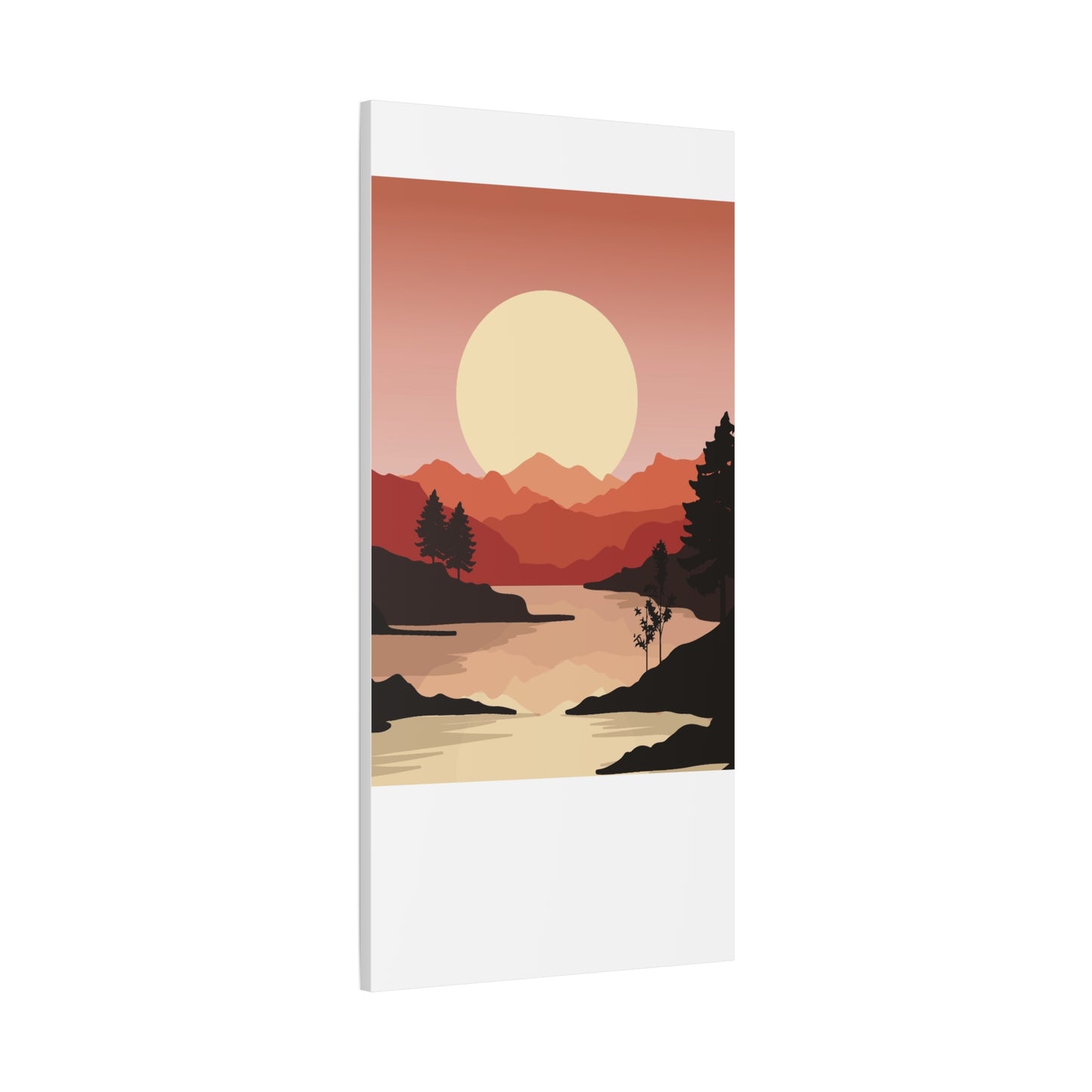Minimal Mountain Outline Canvas, Stretched Matte, Single-Peak Trail Art | Mountaincore