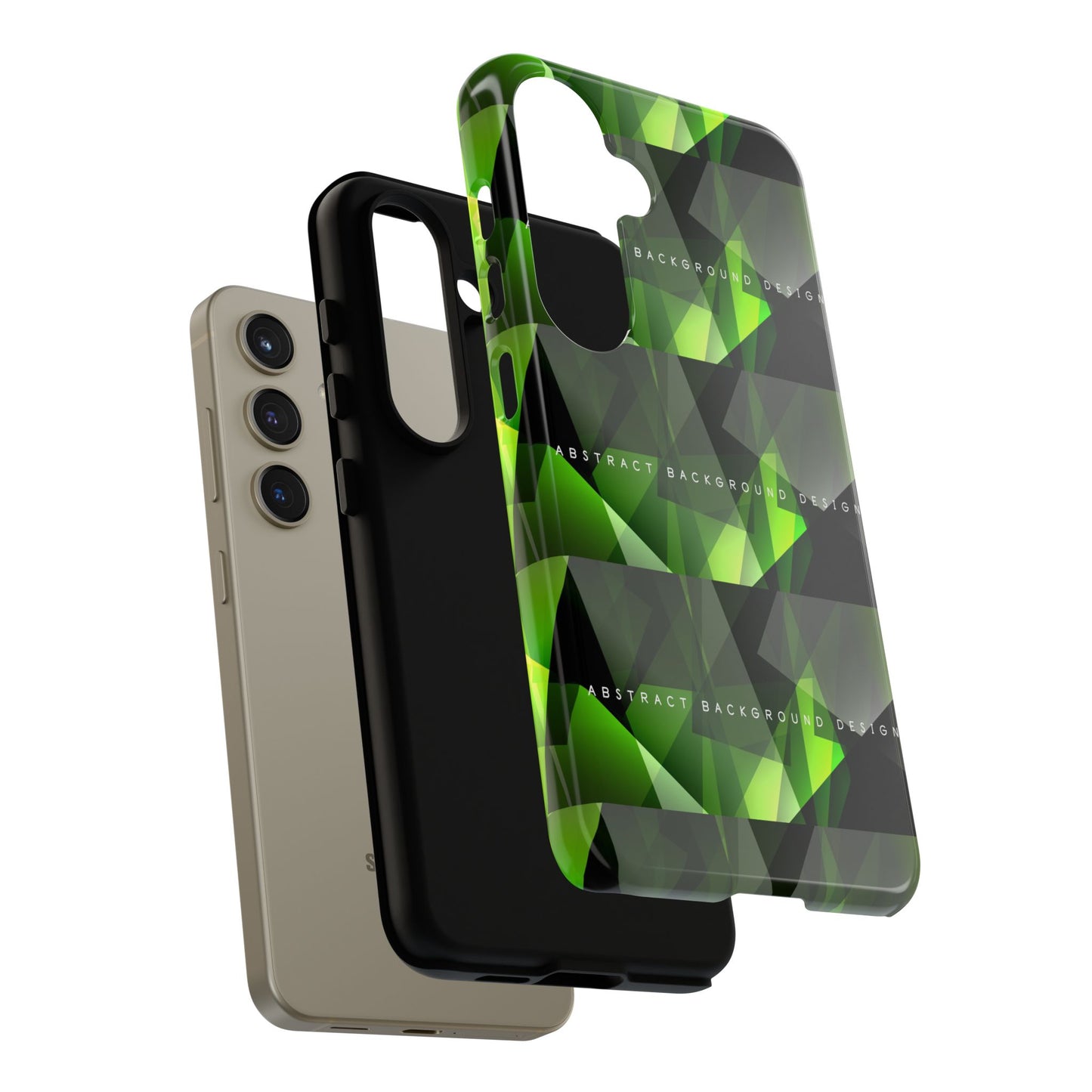 Green Geometric Phone Case — Abstract Triangular Pattern Tough Case