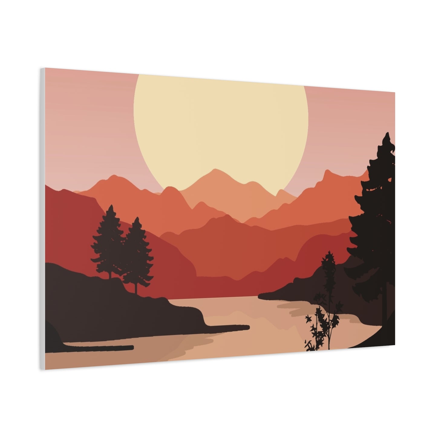 Minimal Mountain Outline Canvas, Stretched Matte, Single-Peak Trail Art | Mountaincore