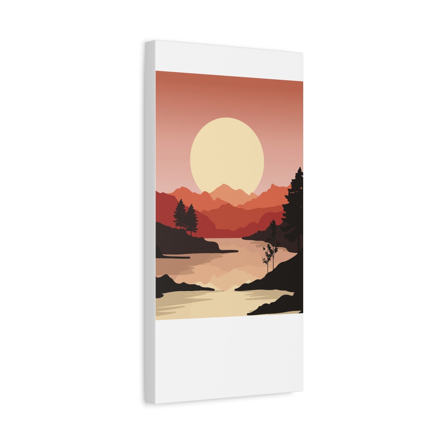Minimal Mountain Outline Canvas, Stretched Matte, Single-Peak Trail Art | Mountaincore