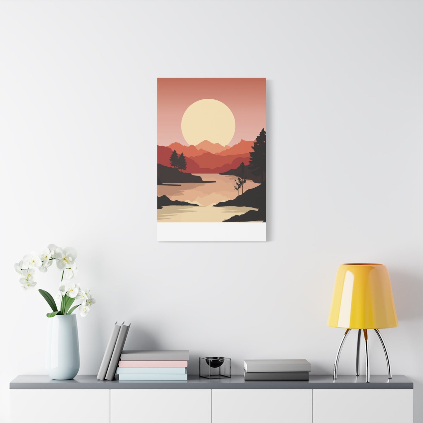 Minimal Mountain Outline Canvas, Stretched Matte, Single-Peak Trail Art | Mountaincore