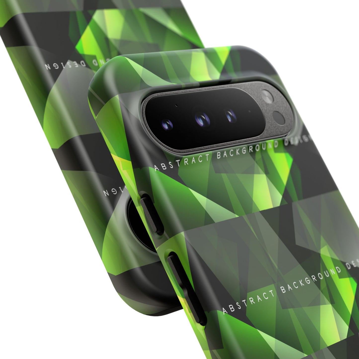 Green Geometric Phone Case — Abstract Triangular Pattern Tough Case