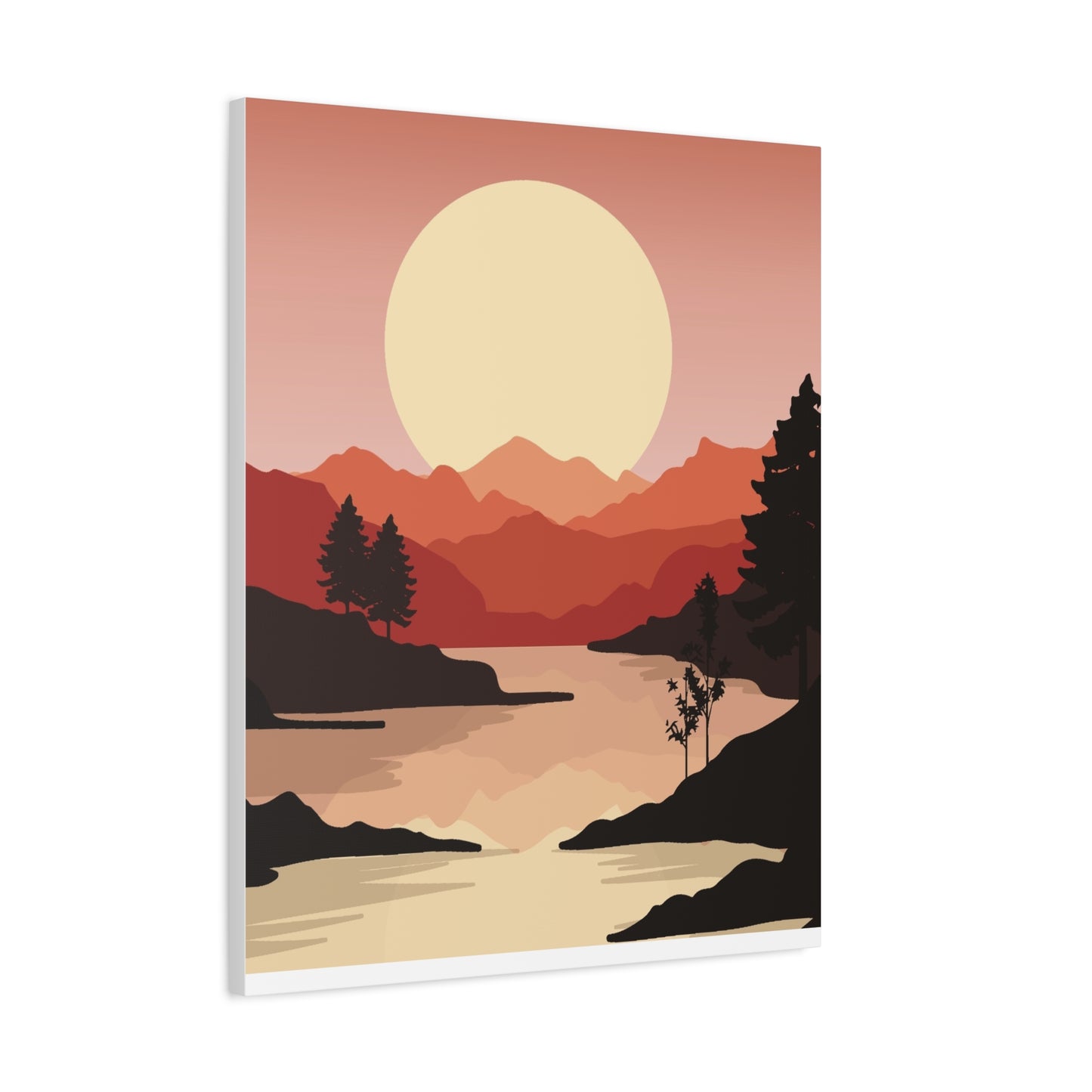 Minimal Mountain Outline Canvas, Stretched Matte, Single-Peak Trail Art | Mountaincore