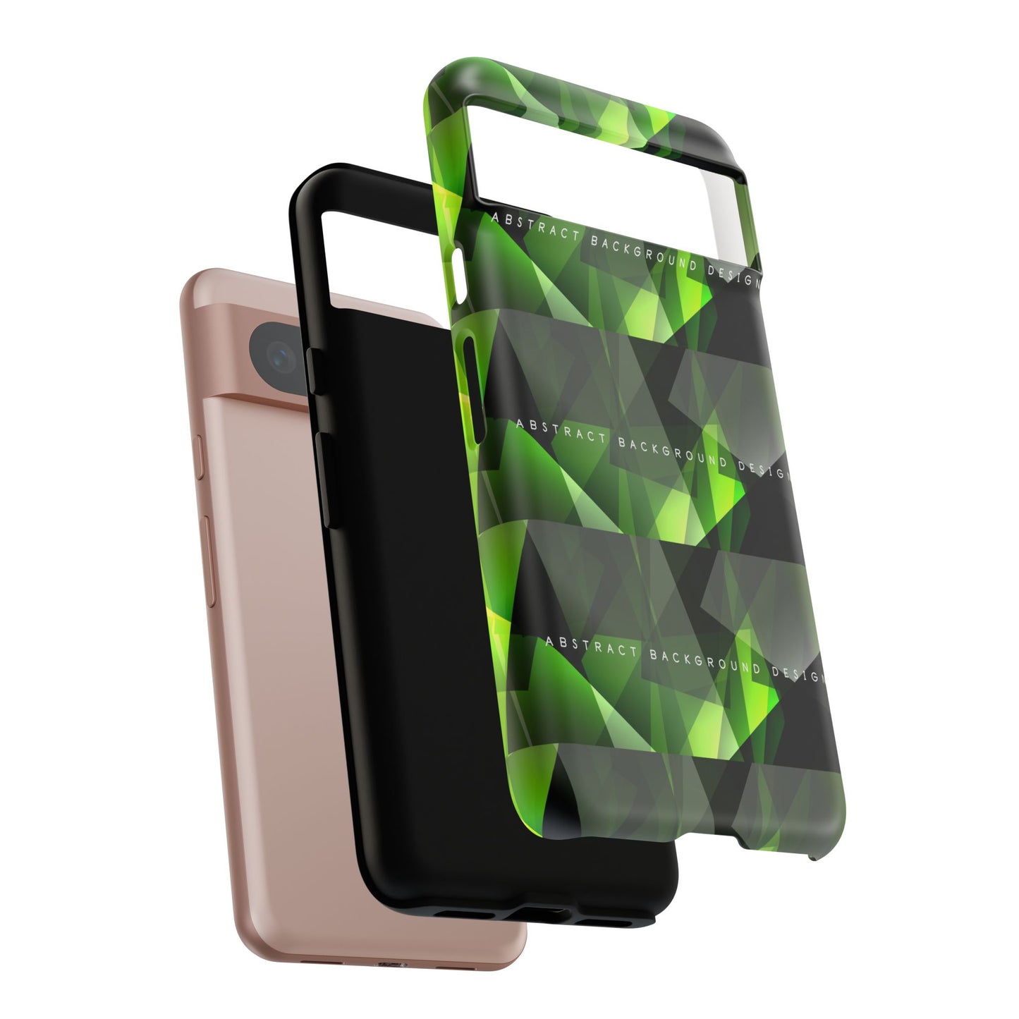 Green Geometric Phone Case — Abstract Triangular Pattern Tough Case
