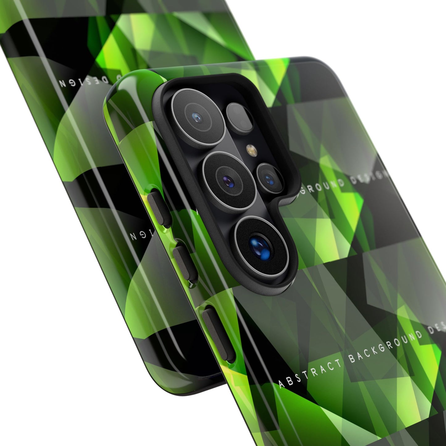 Green Geometric Phone Case — Abstract Triangular Pattern Tough Case