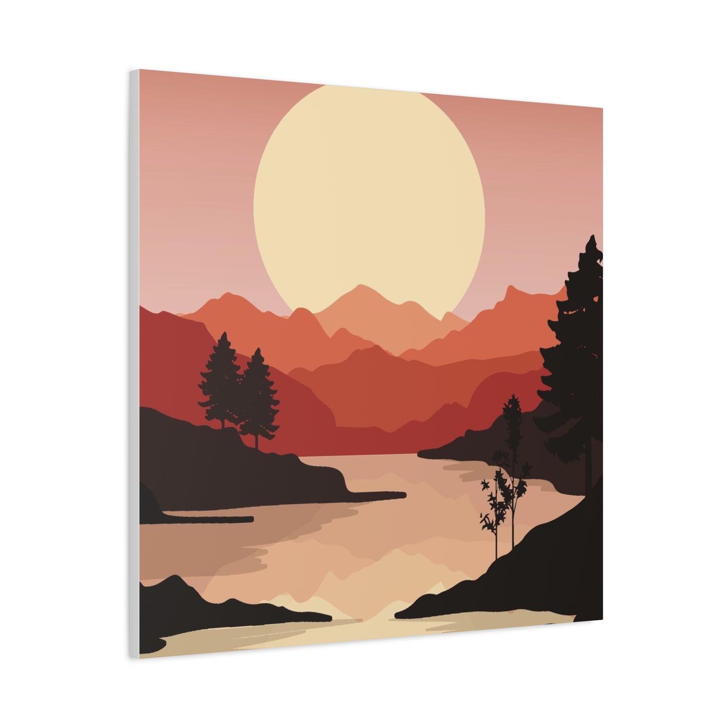 Minimal Mountain Outline Canvas, Stretched Matte, Single-Peak Trail Art | Mountaincore