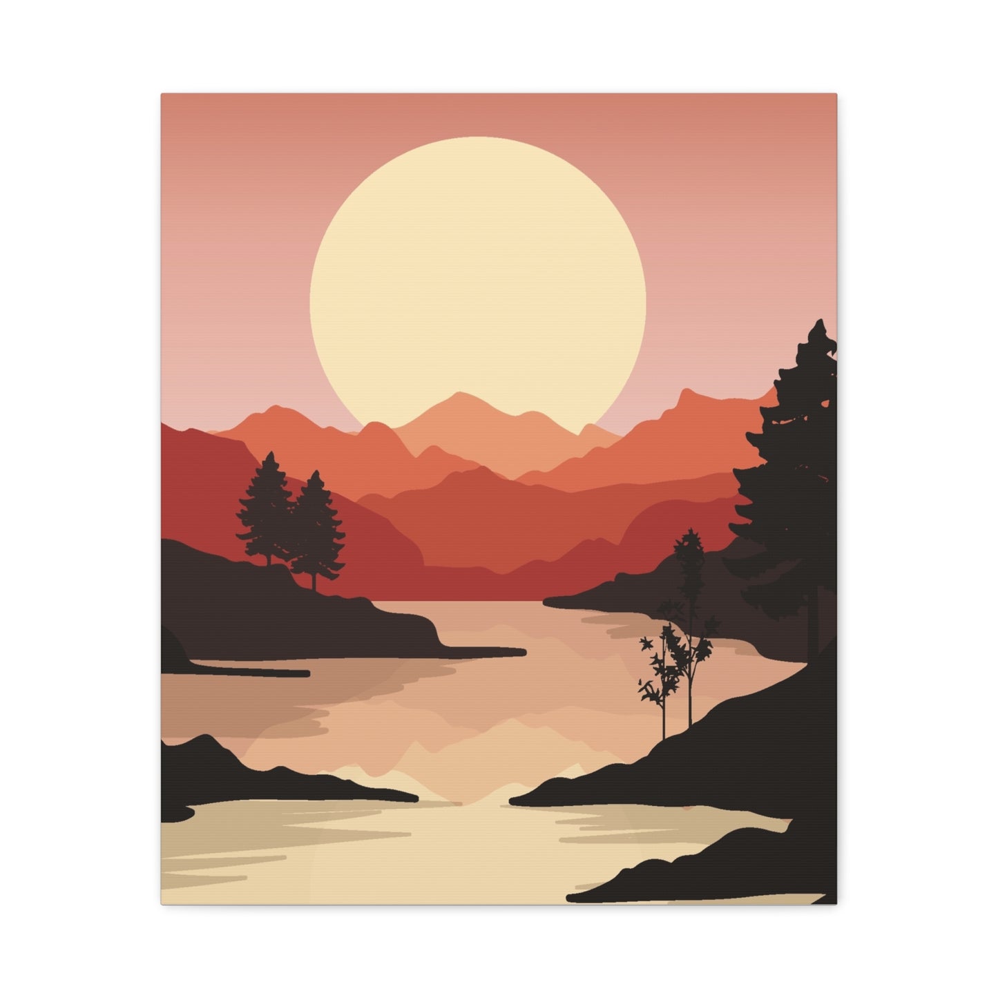 Minimal Mountain Outline Canvas, Stretched Matte, Single-Peak Trail Art | Mountaincore