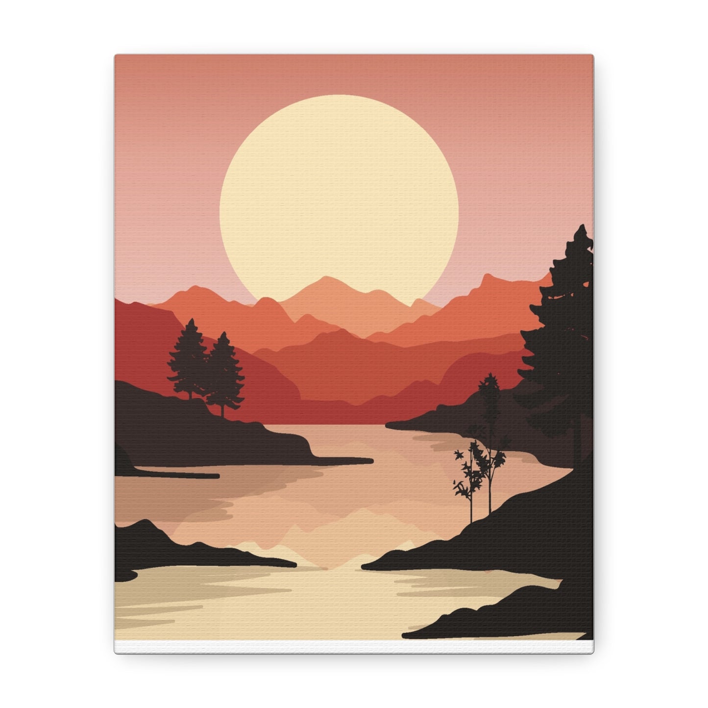 Minimal Mountain Outline Canvas, Stretched Matte, Single-Peak Trail Art | Mountaincore