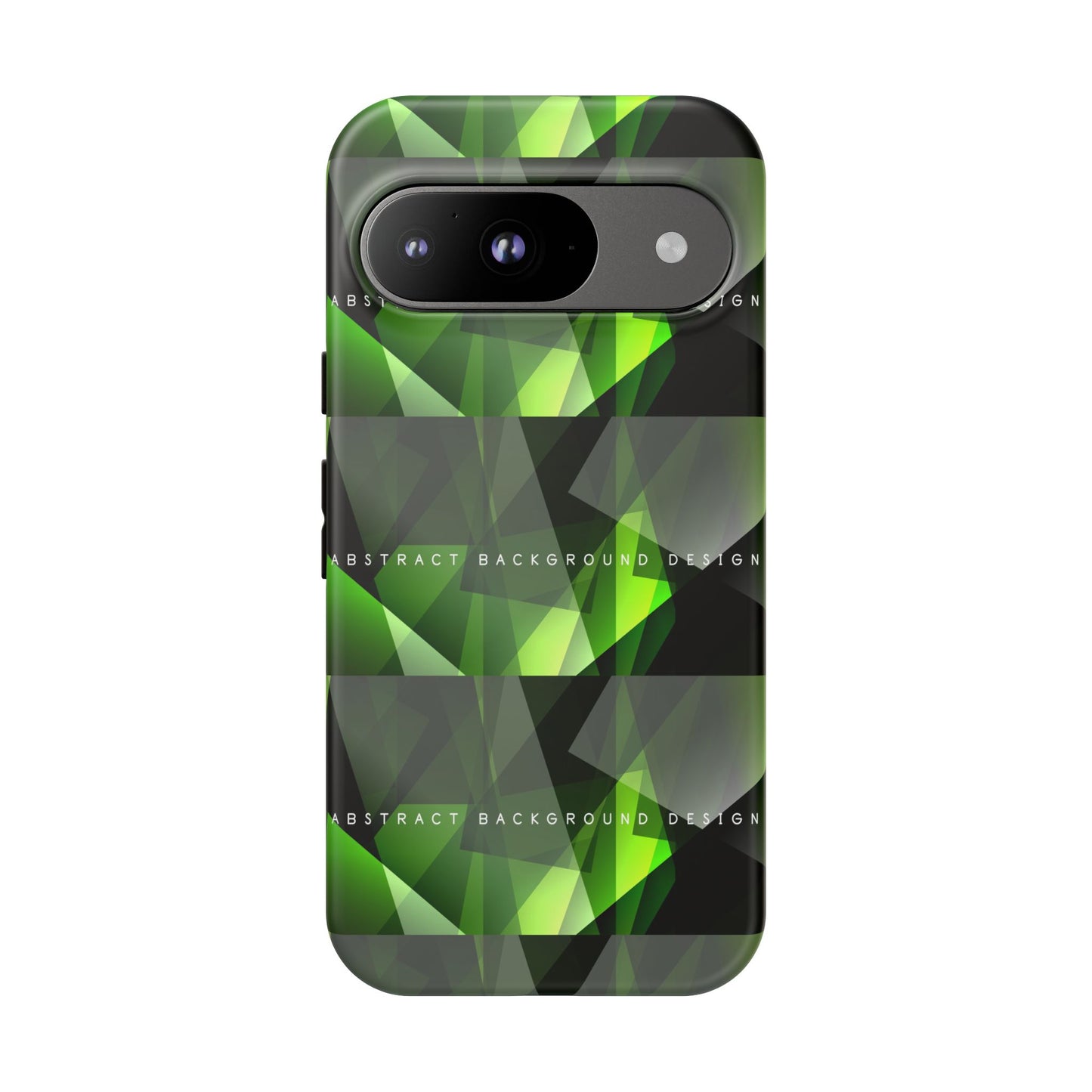 Green Geometric Phone Case — Abstract Triangular Pattern Tough Case