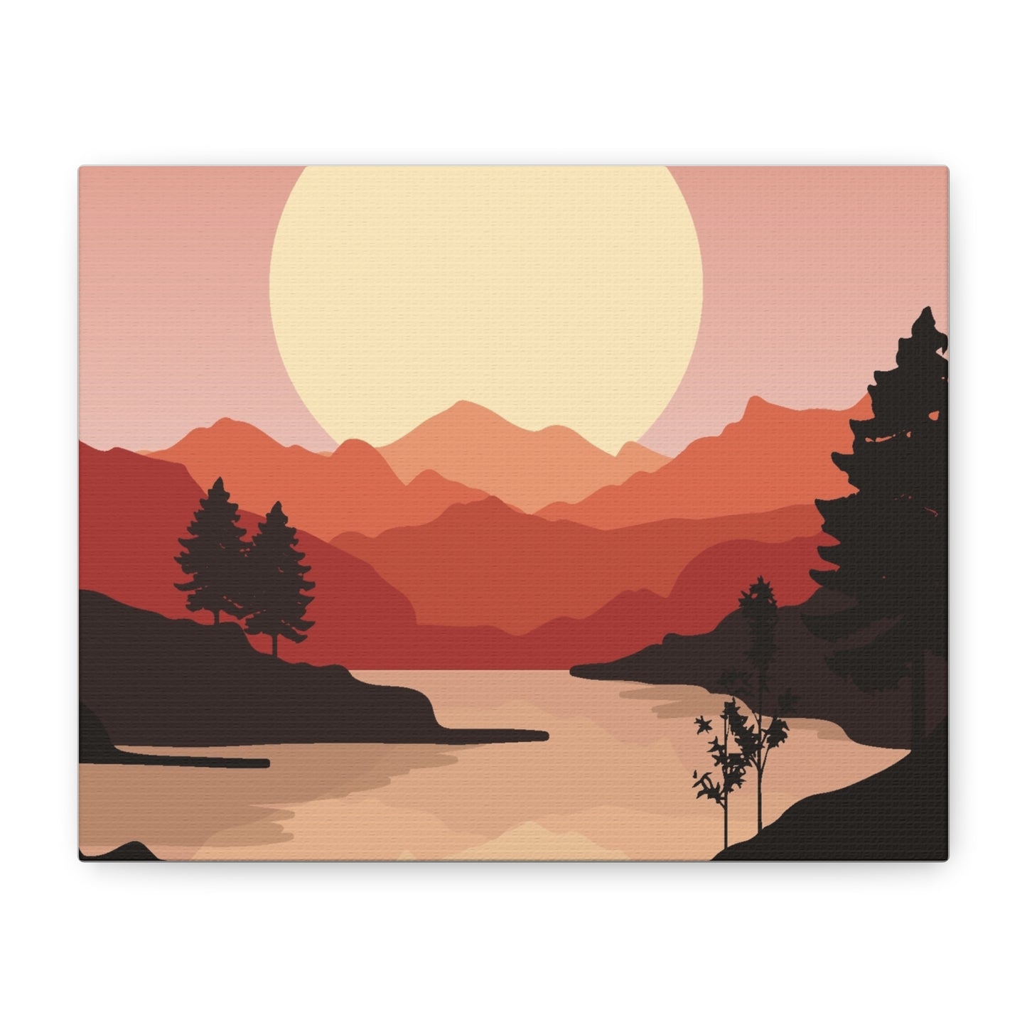 Minimal Mountain Outline Canvas, Stretched Matte, Single-Peak Trail Art | Mountaincore