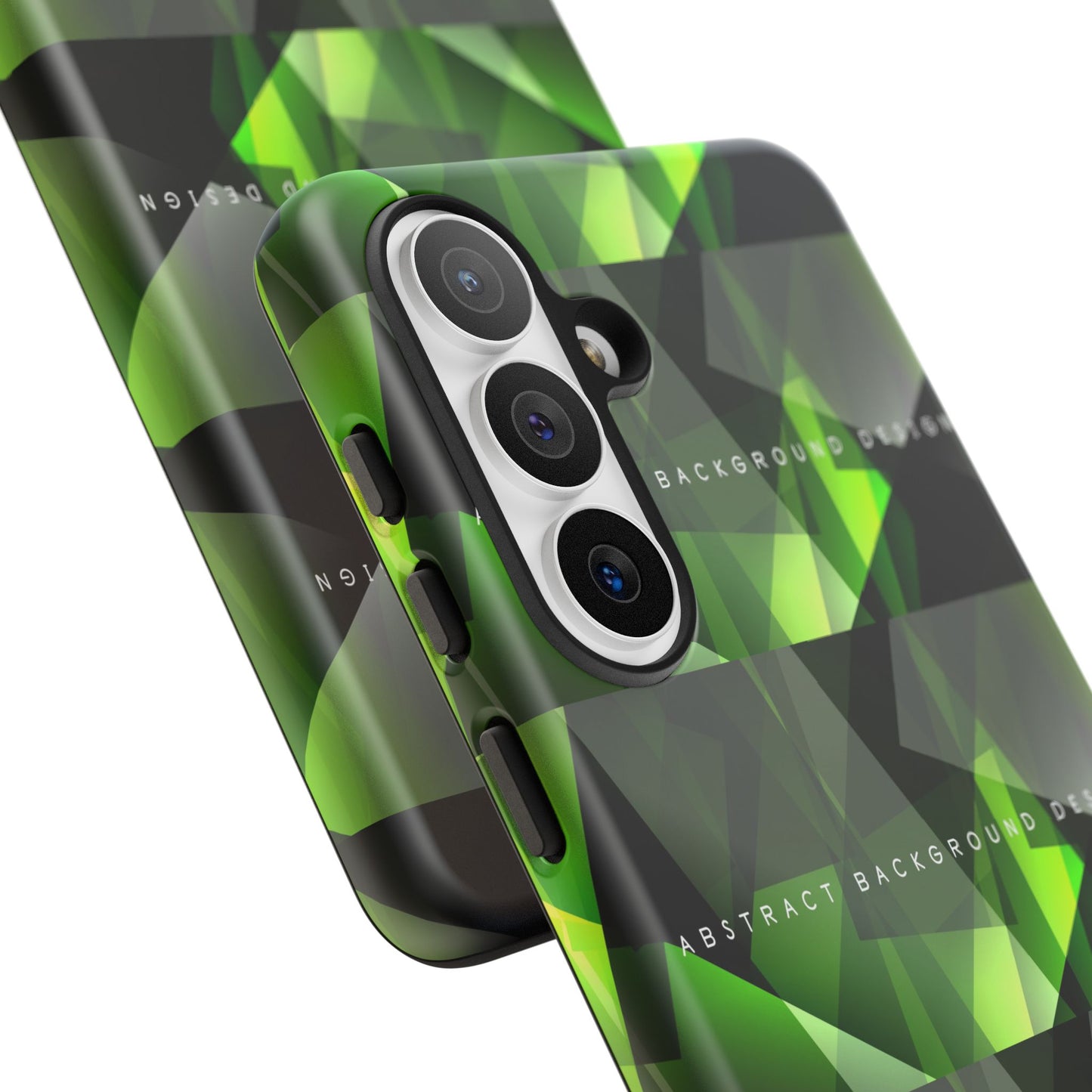 Green Geometric Phone Case — Abstract Triangular Pattern Tough Case