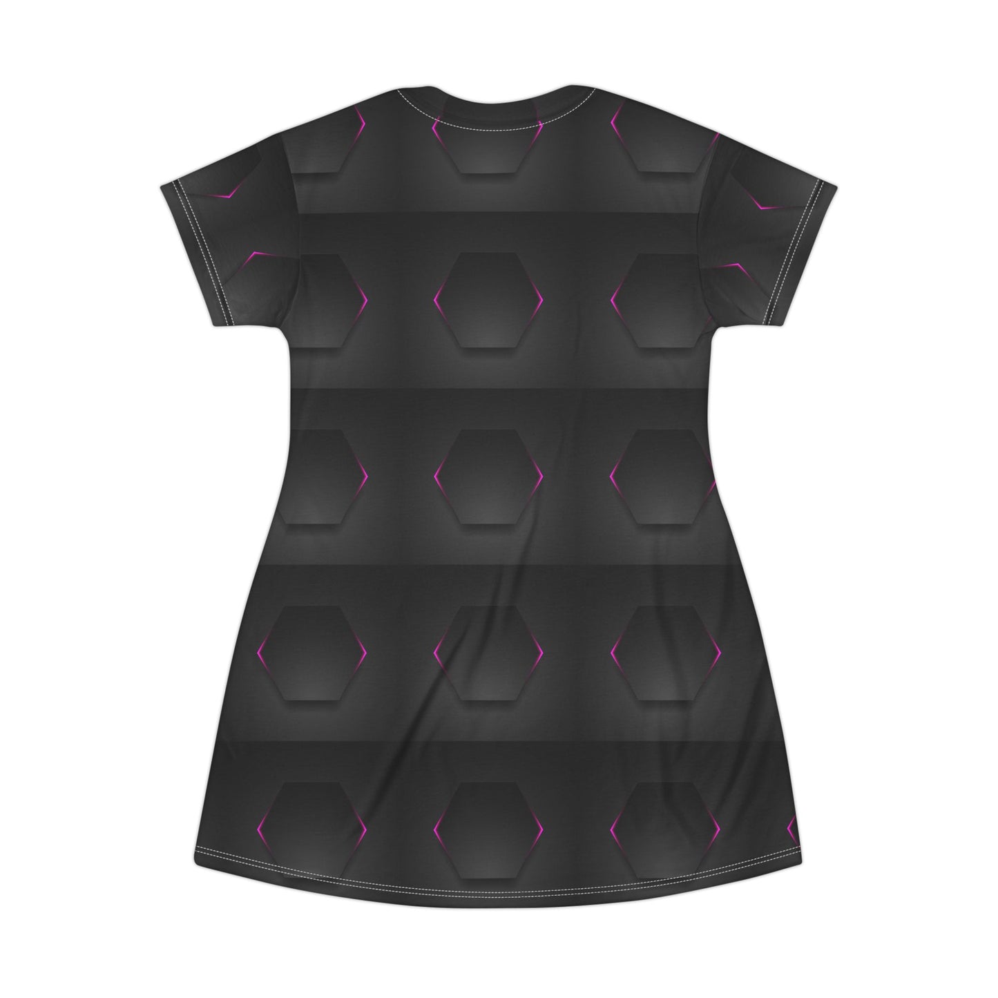 Iowa Pink Logo T‑Shirt Dress — Black All‑Over Print Casual Tee Dress for Women