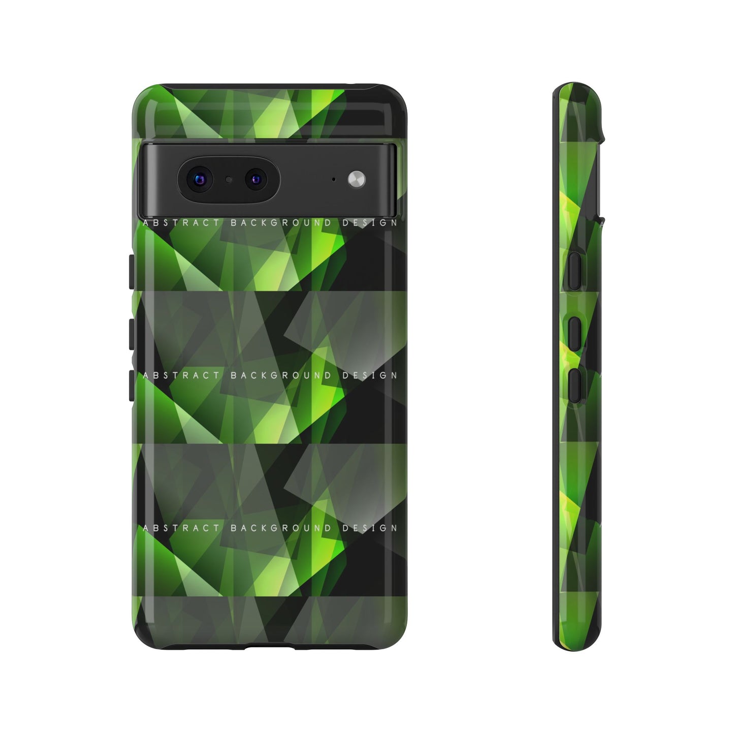 Green Geometric Phone Case — Abstract Triangular Pattern Tough Case