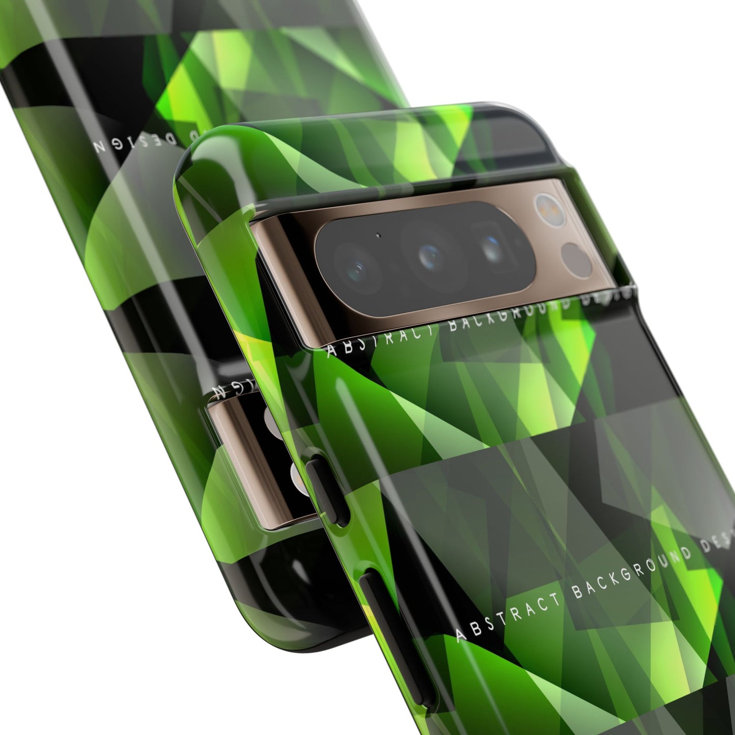 Green Geometric Phone Case — Abstract Triangular Pattern Tough Case
