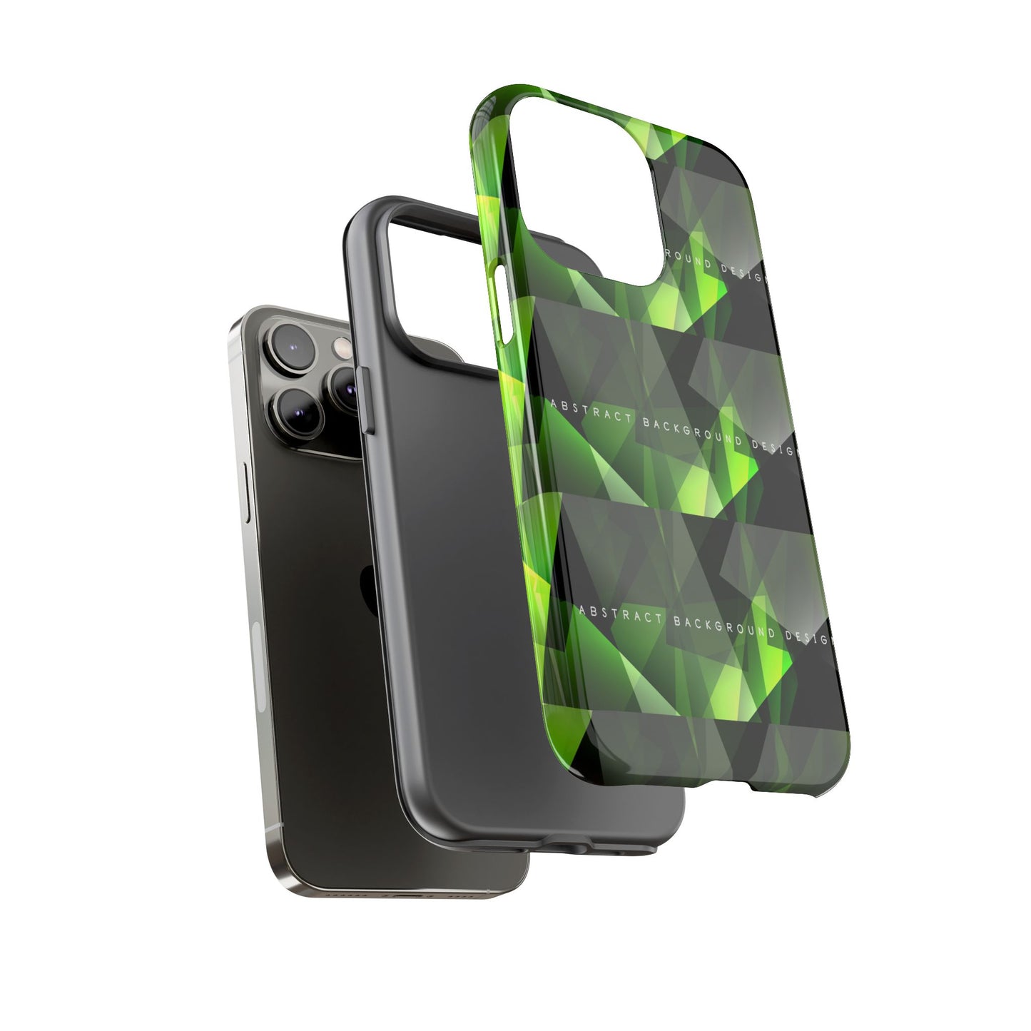 Green Geometric Phone Case — Abstract Triangular Pattern Tough Case