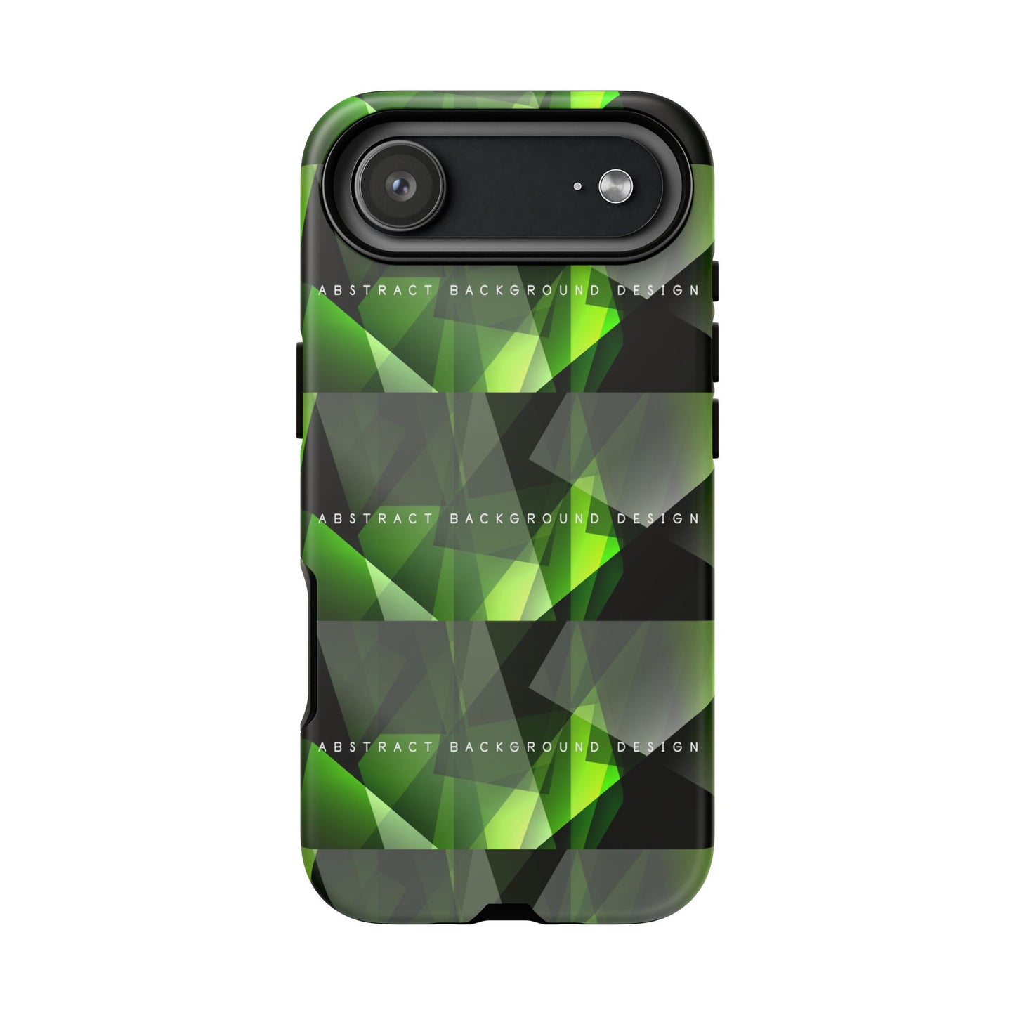 Green Geometric Phone Case — Abstract Triangular Pattern Tough Case