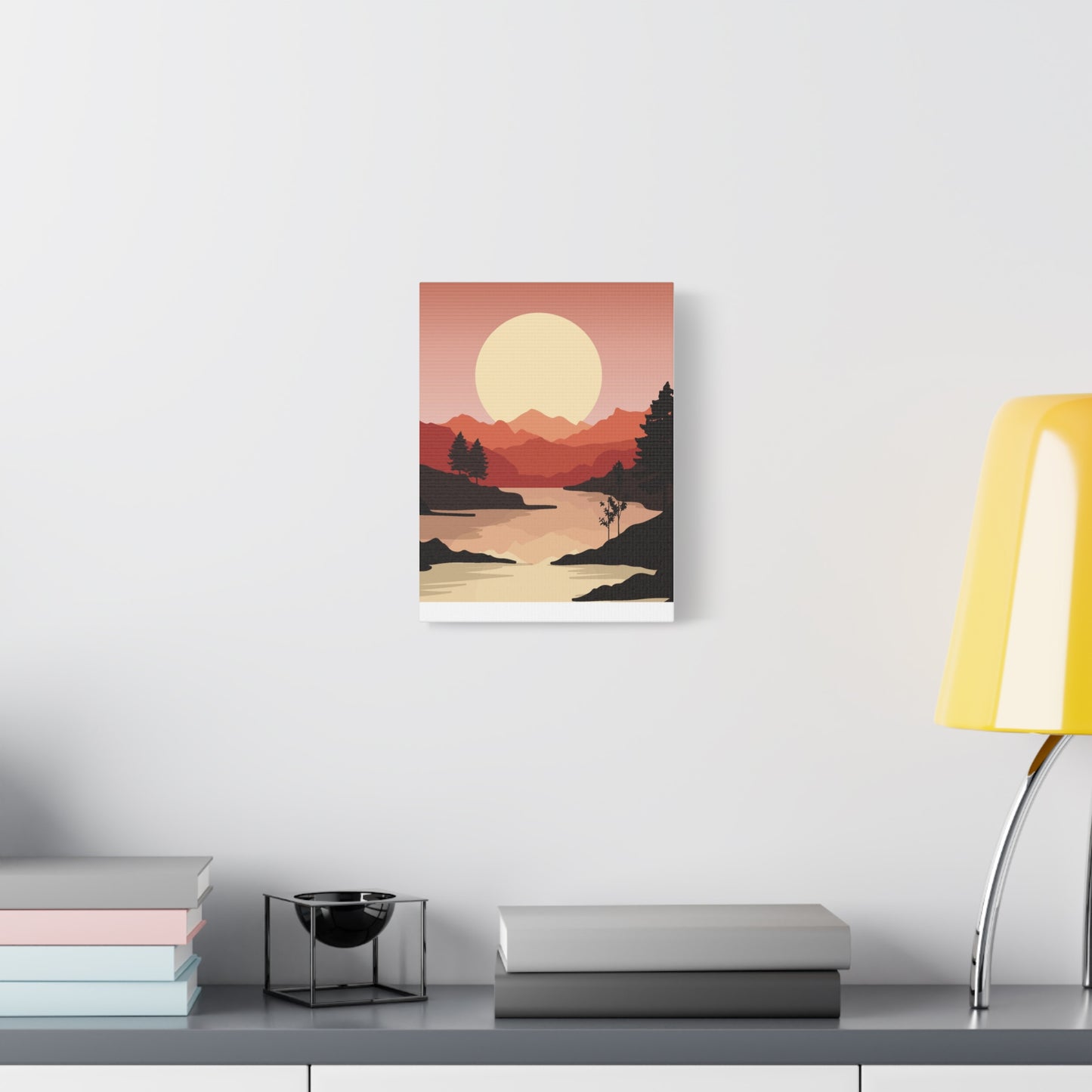 Minimal Mountain Outline Canvas, Stretched Matte, Single-Peak Trail Art | Mountaincore