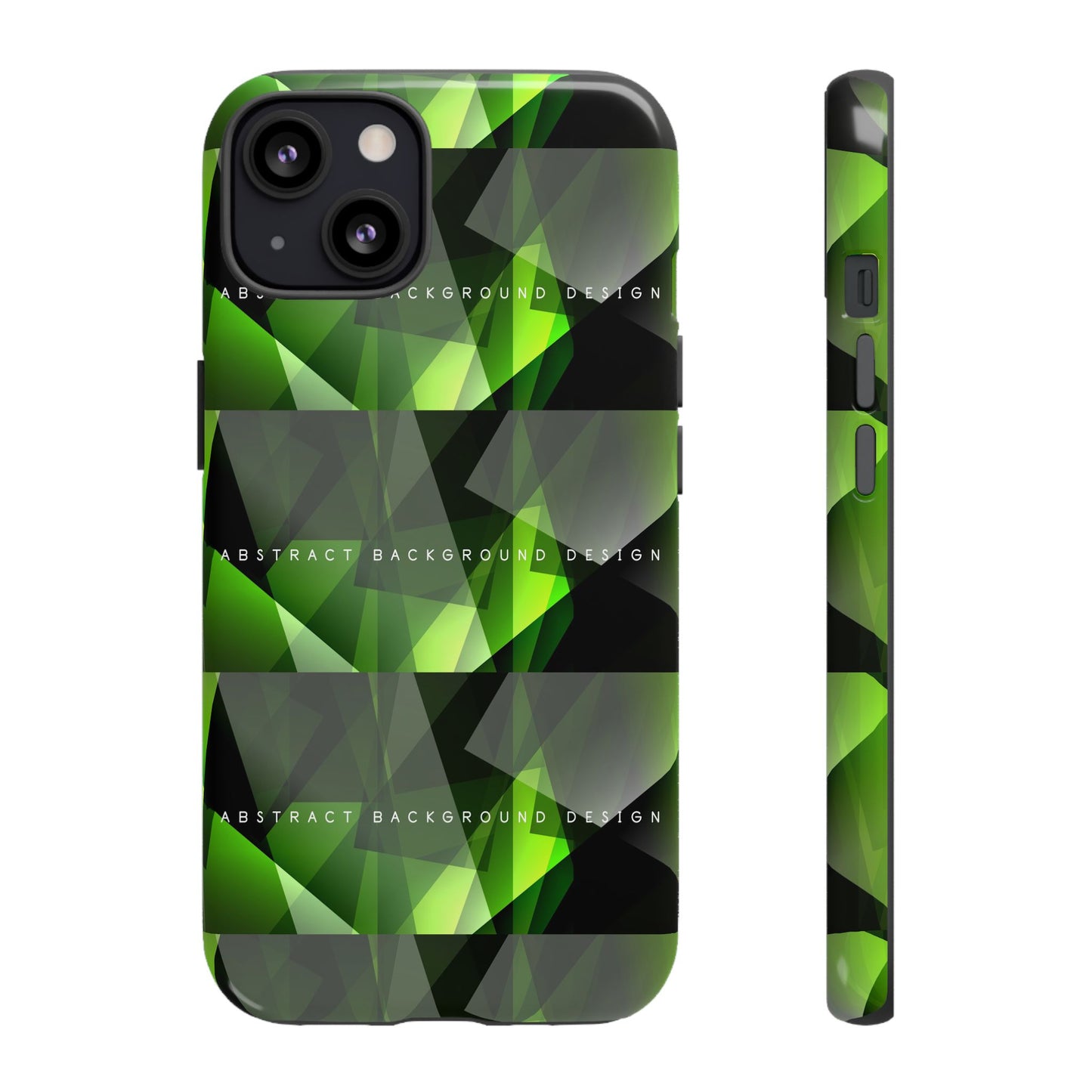 Green Geometric Phone Case — Abstract Triangular Pattern Tough Case