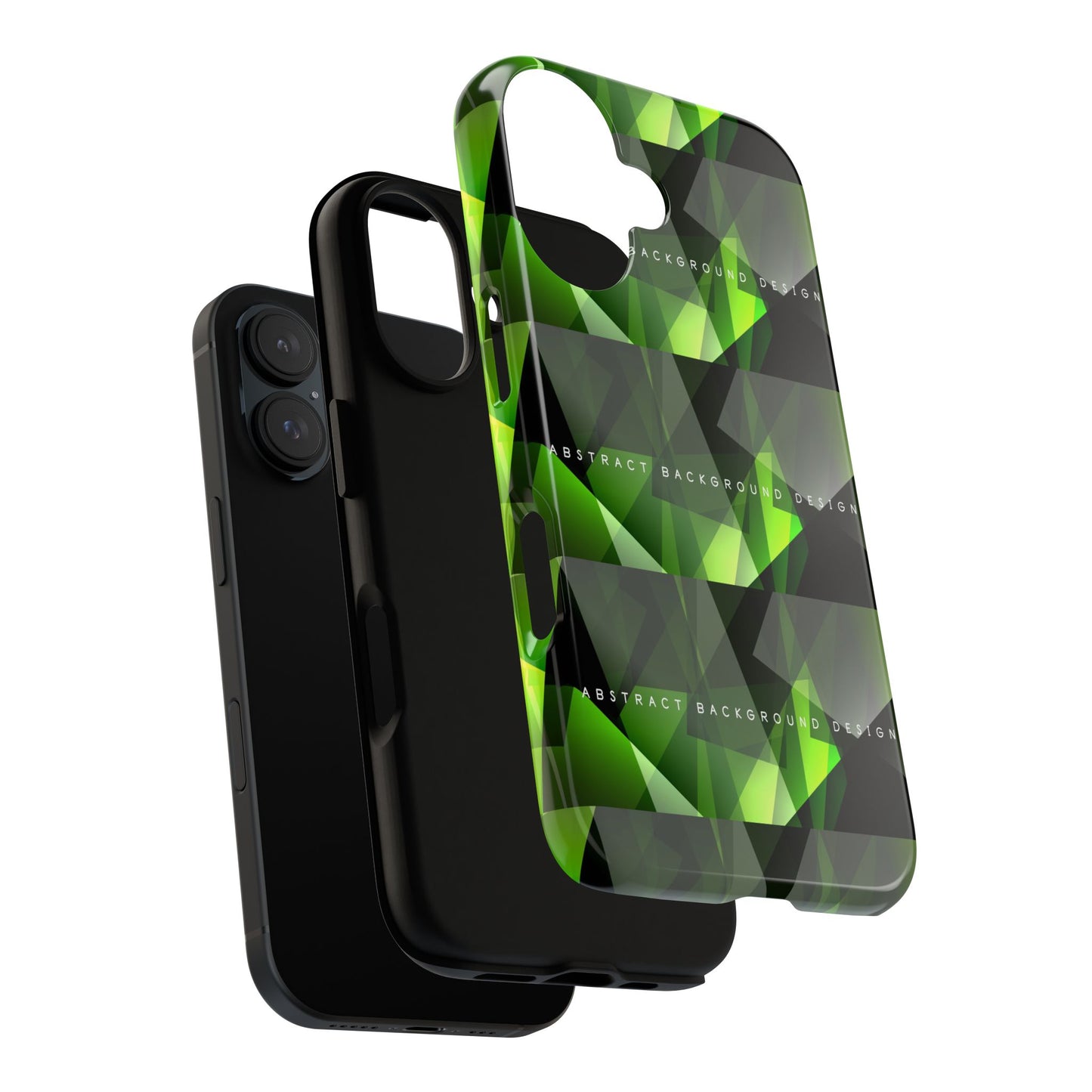 Green Geometric Phone Case — Abstract Triangular Pattern Tough Case