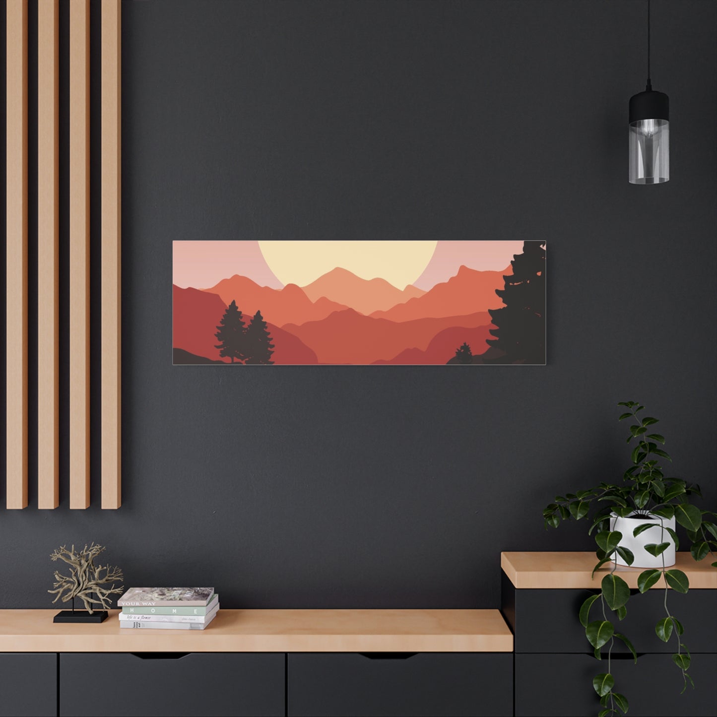 Minimal Mountain Outline Canvas, Stretched Matte, Single-Peak Trail Art | Mountaincore