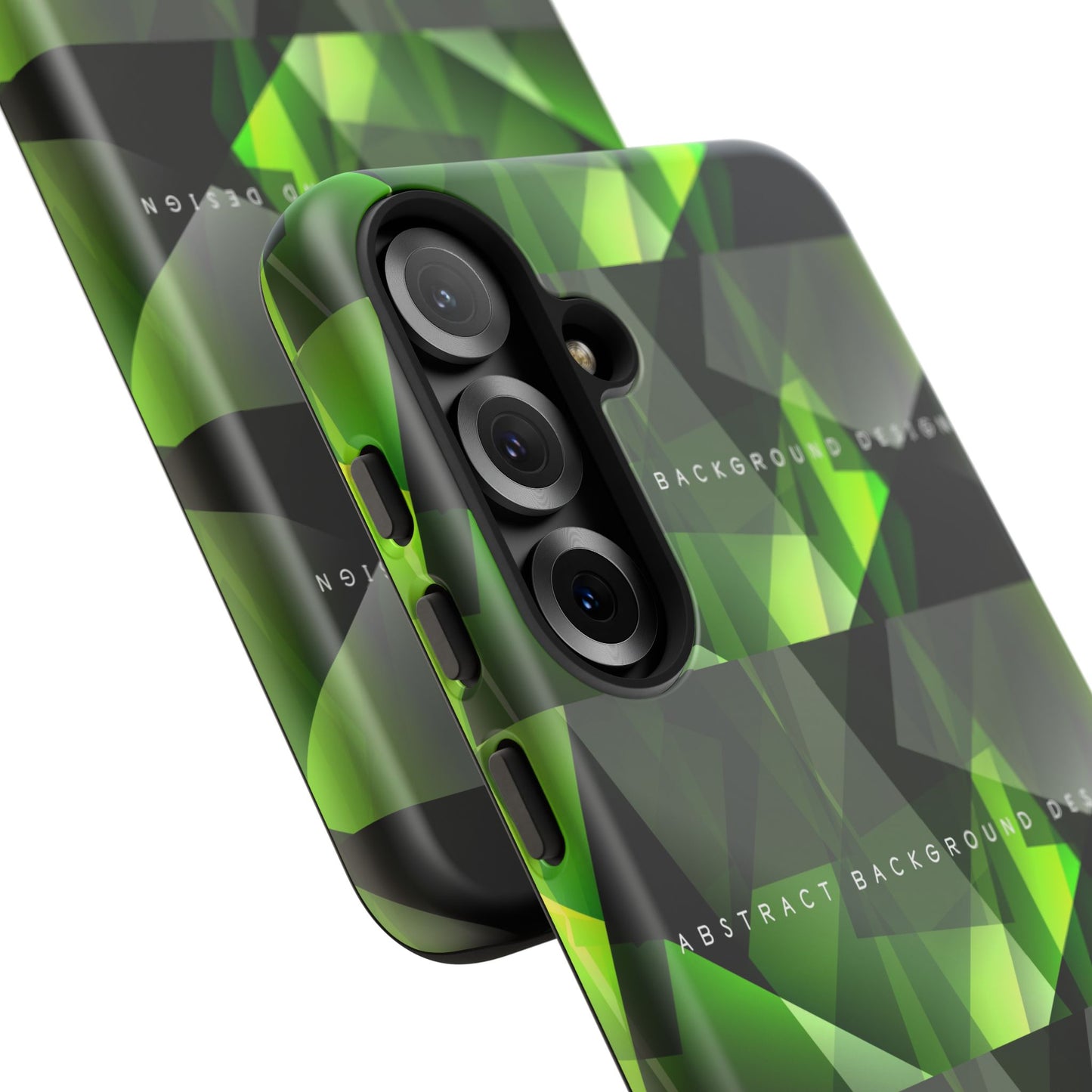 Green Geometric Phone Case — Abstract Triangular Pattern Tough Case