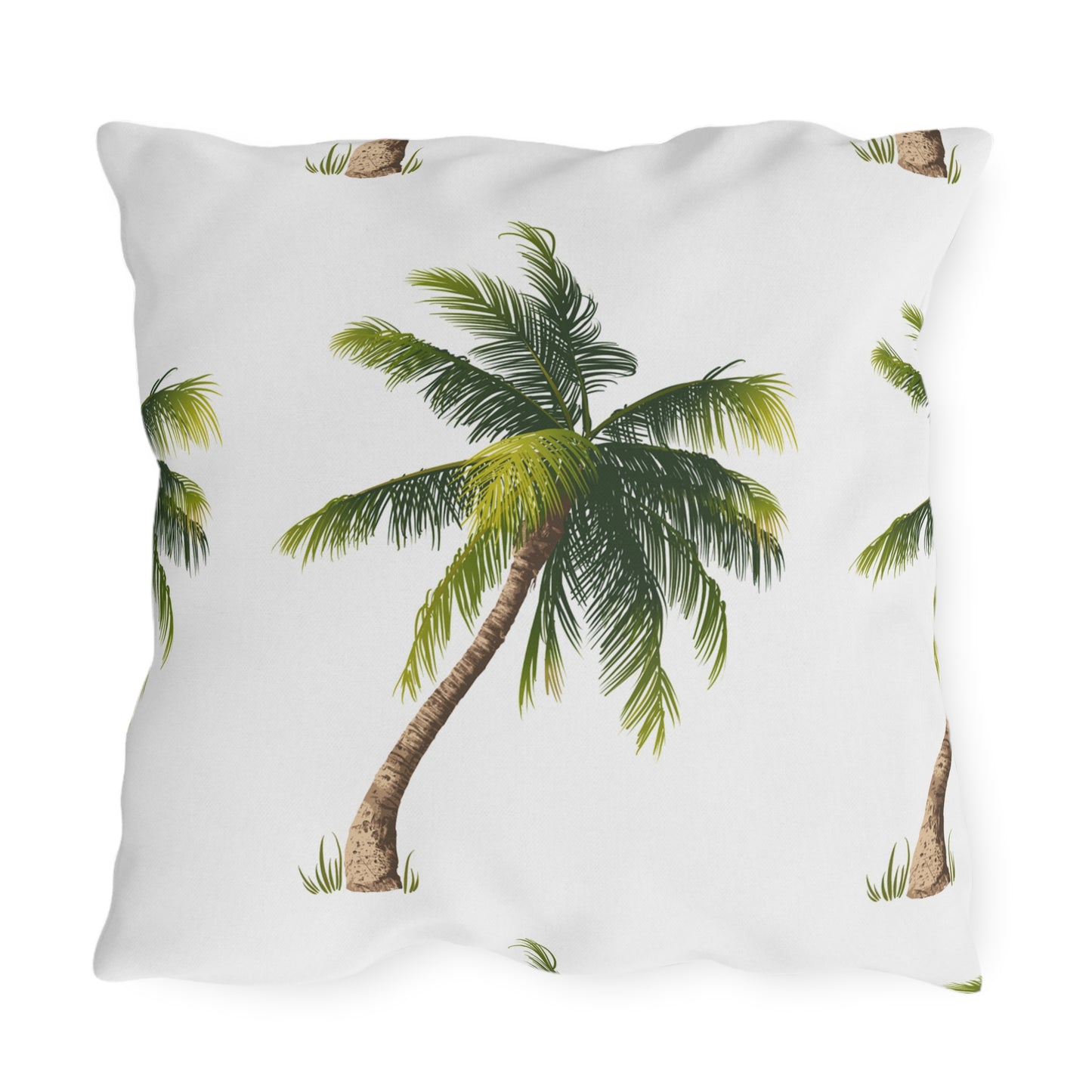 Palm Tree Pattern Outdoor Pillow | Tropical Coastal Patio Cushion