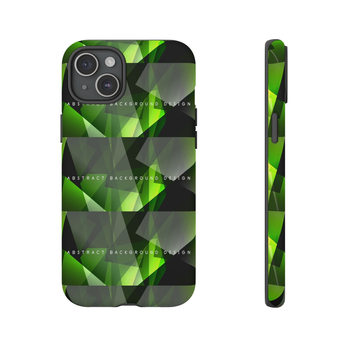 Green Geometric Phone Case — Abstract Triangular Pattern Tough Case