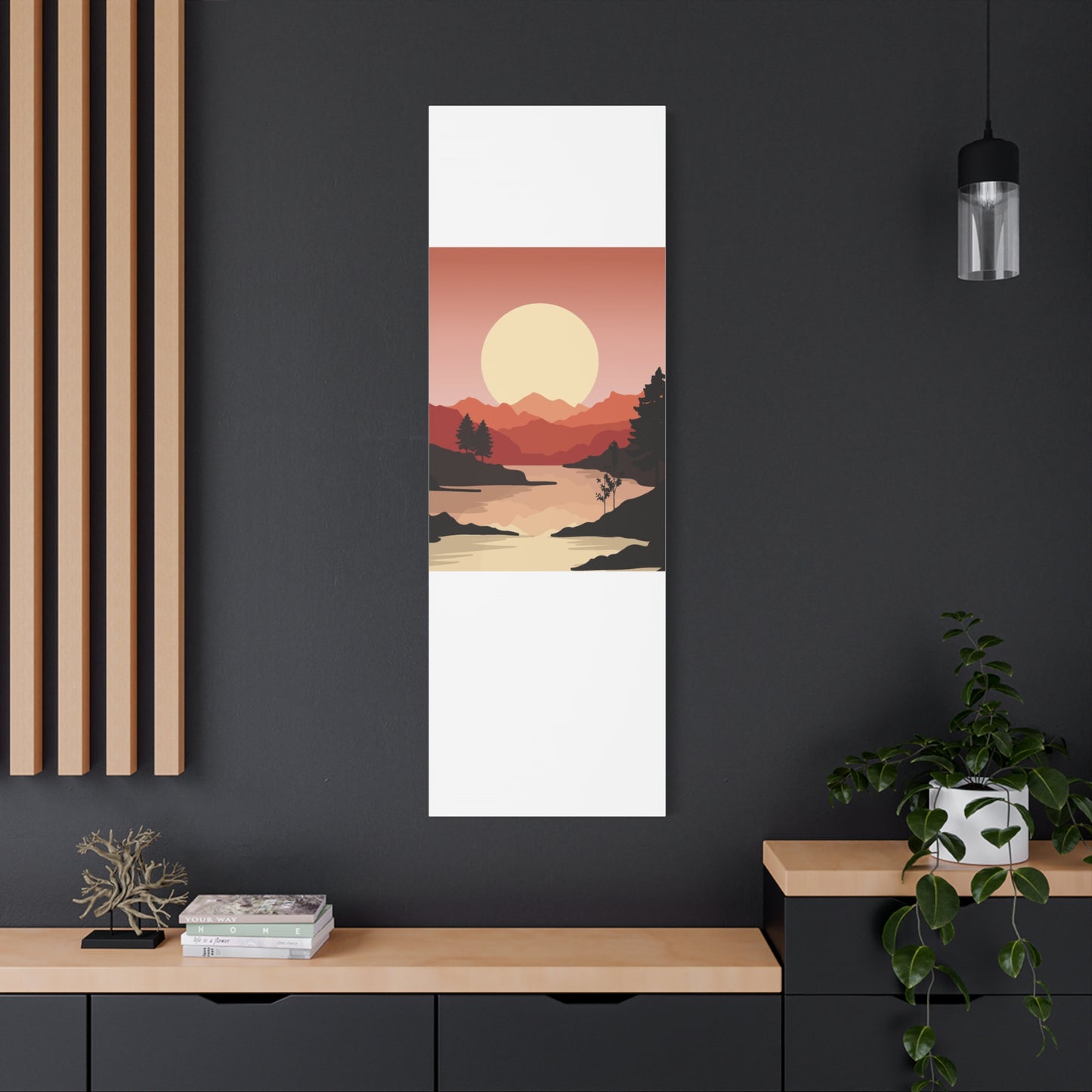 Minimal Mountain Outline Canvas, Stretched Matte, Single-Peak Trail Art | Mountaincore