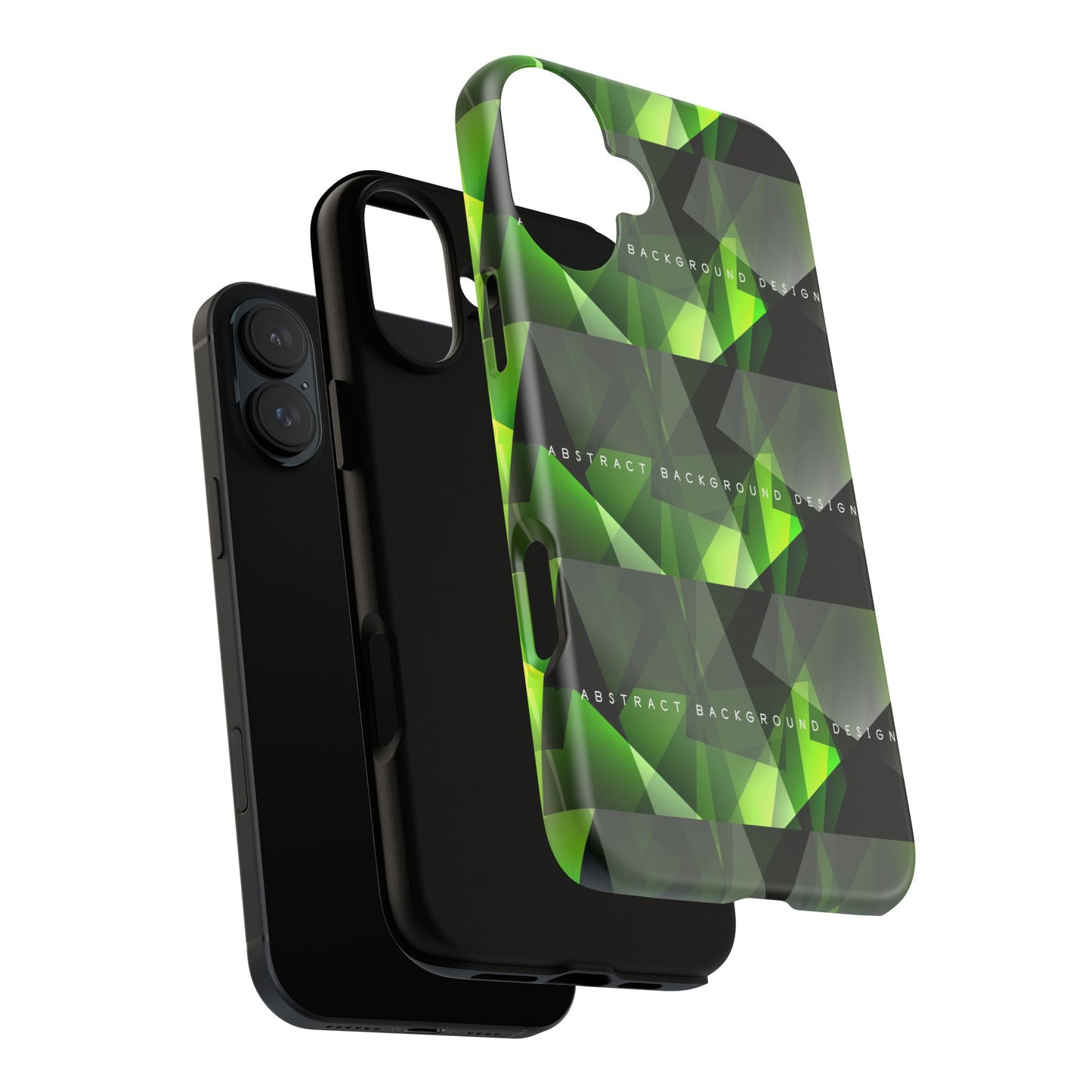 Green Geometric Phone Case — Abstract Triangular Pattern Tough Case
