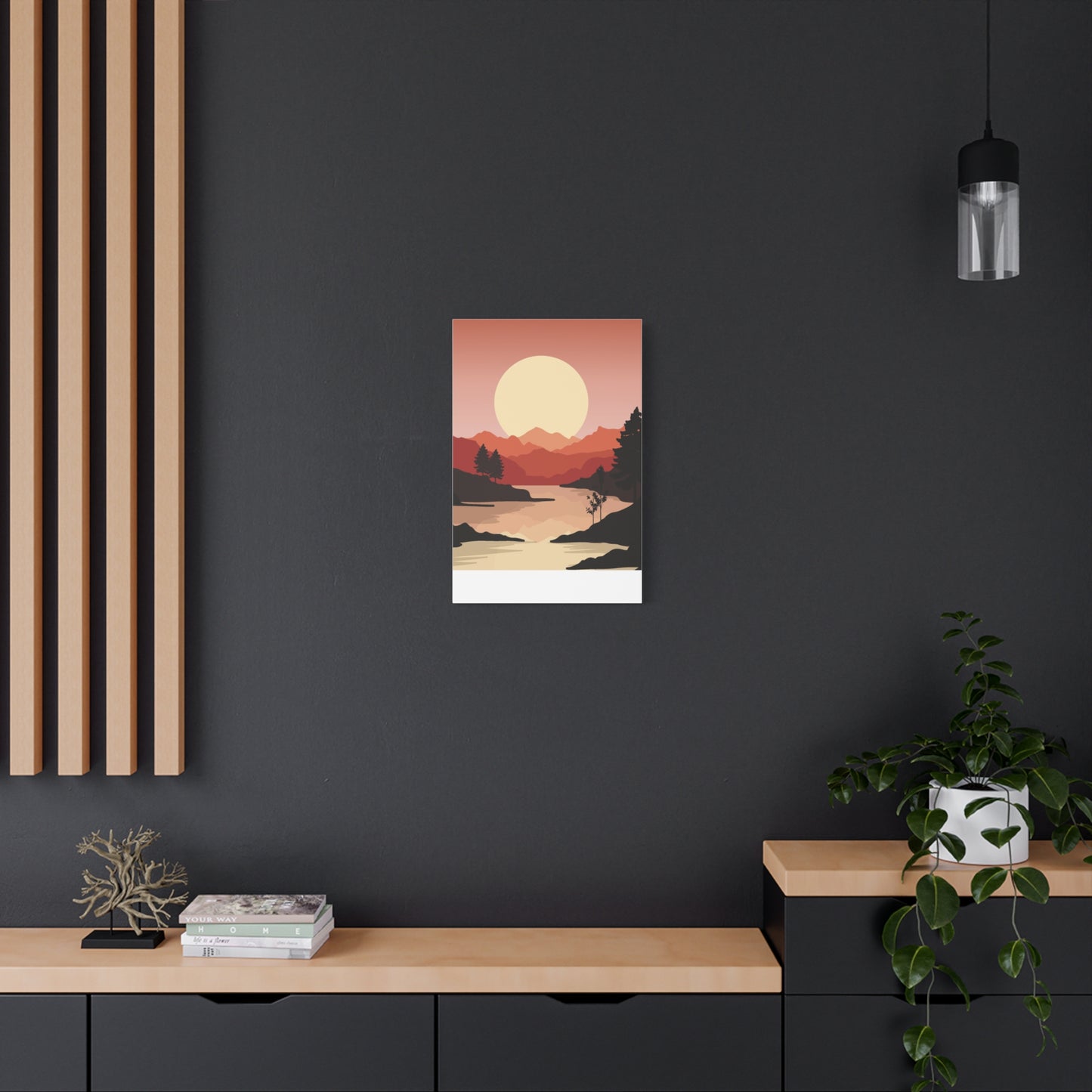 Minimal Mountain Outline Canvas, Stretched Matte, Single-Peak Trail Art | Mountaincore