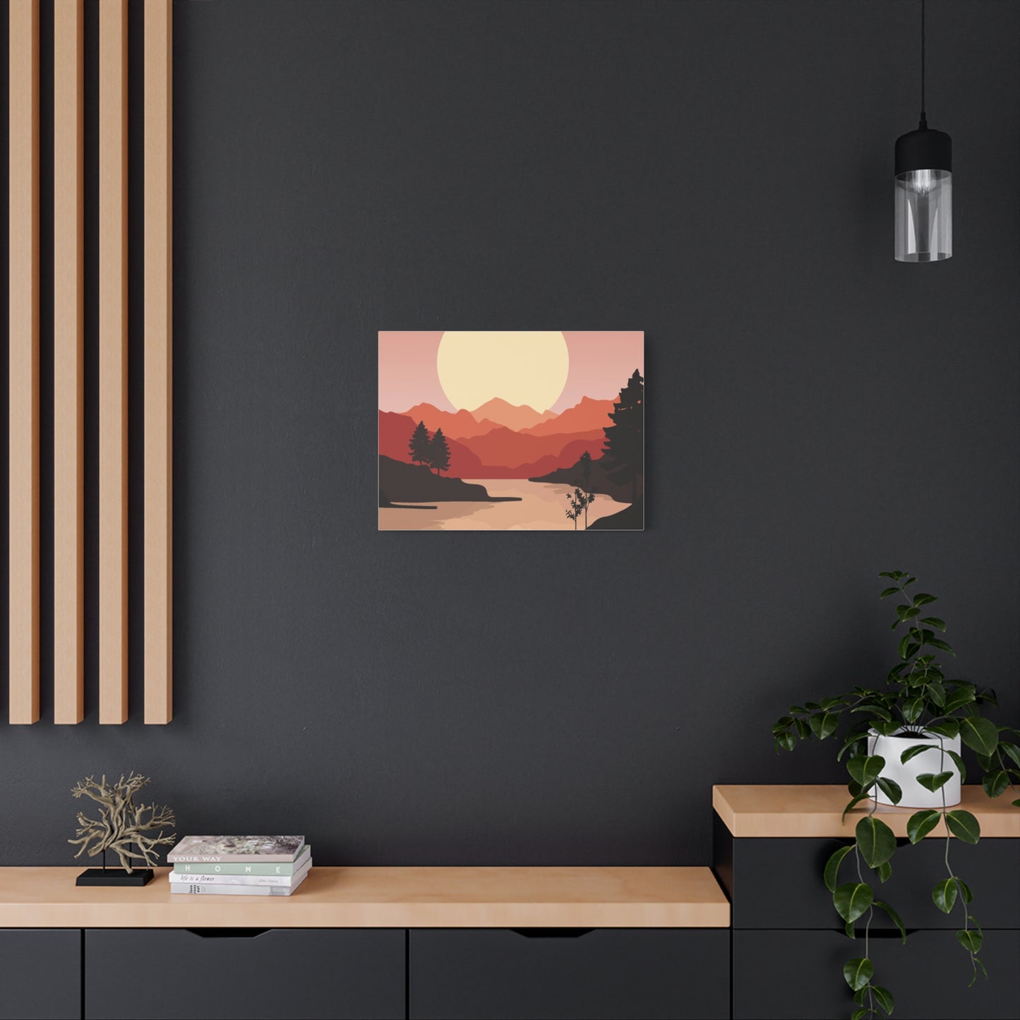Minimal Mountain Outline Canvas, Stretched Matte, Single-Peak Trail Art | Mountaincore