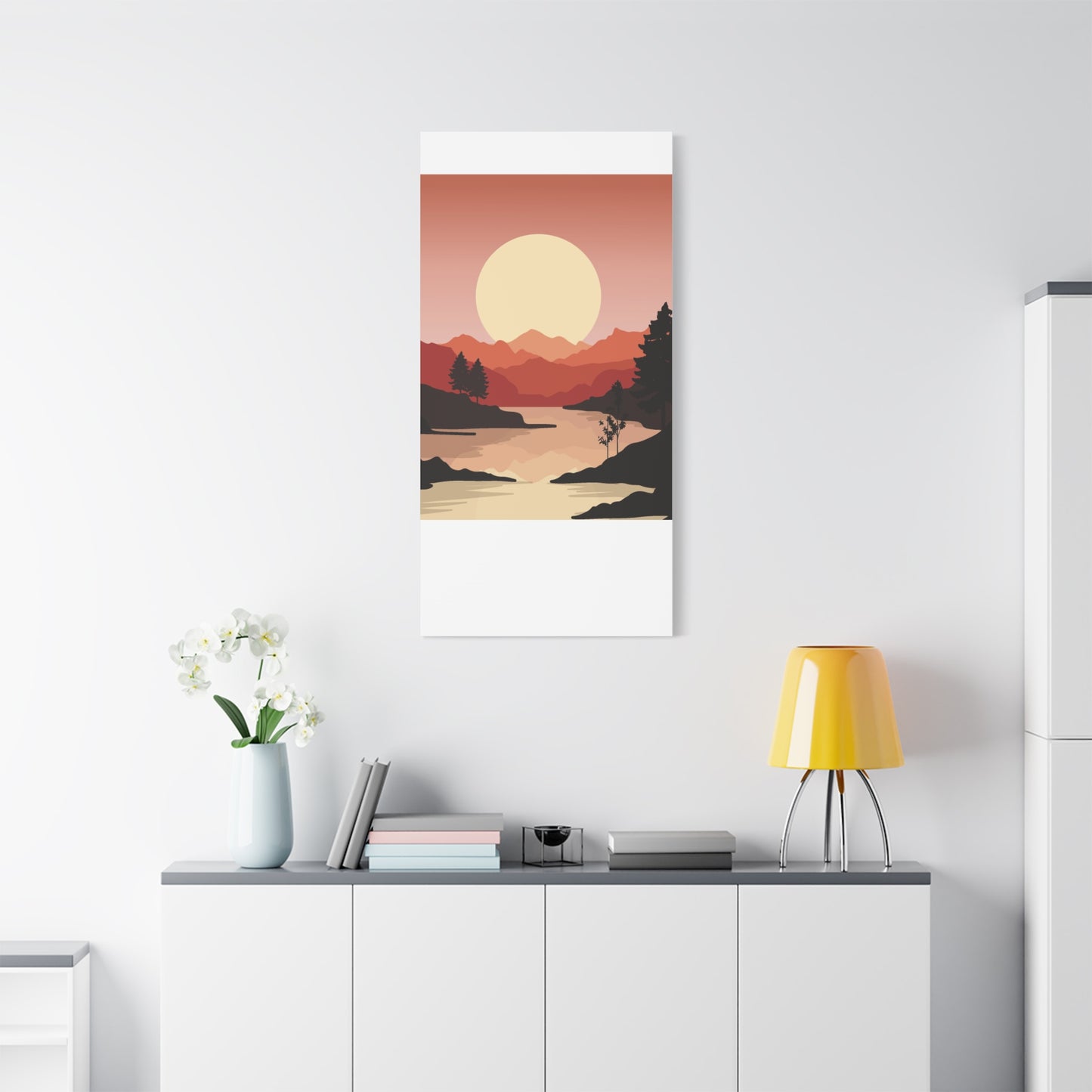 Minimal Mountain Outline Canvas, Stretched Matte, Single-Peak Trail Art | Mountaincore