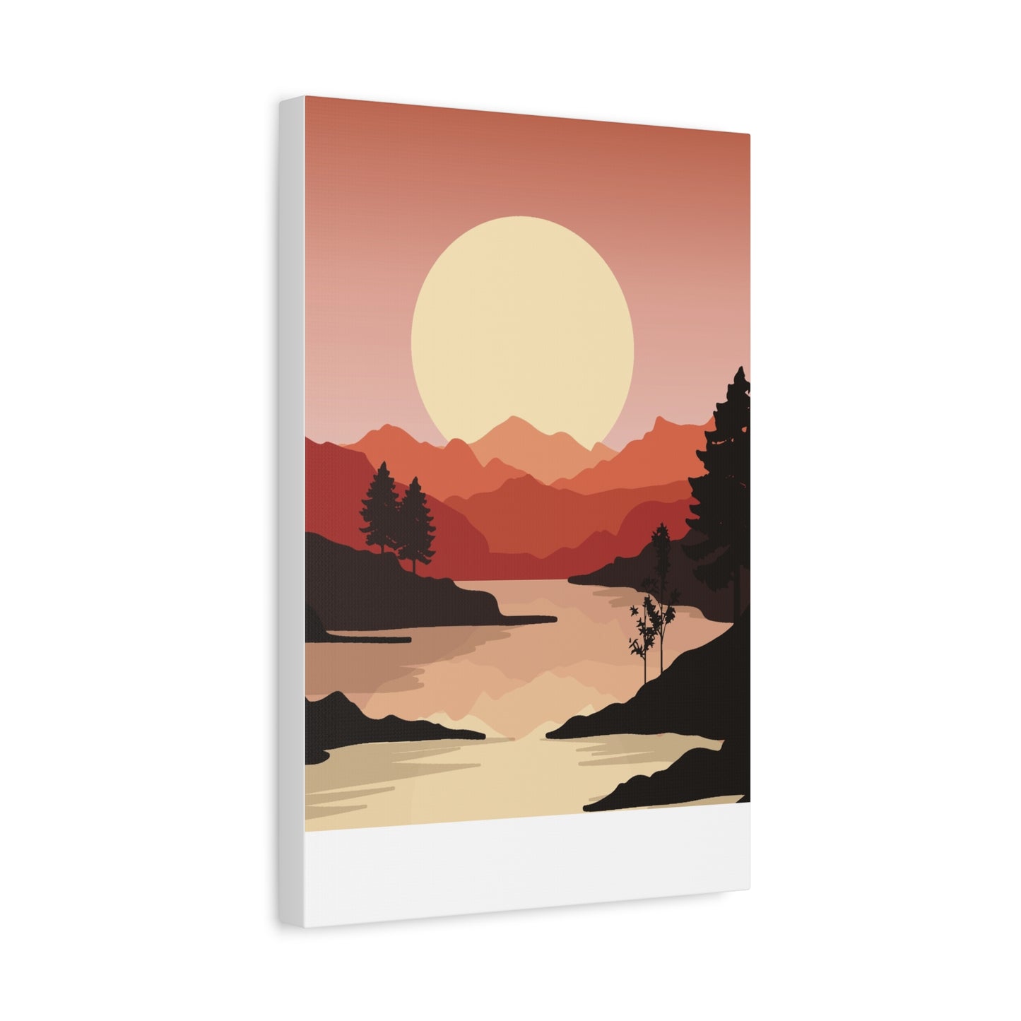 Minimal Mountain Outline Canvas, Stretched Matte, Single-Peak Trail Art | Mountaincore